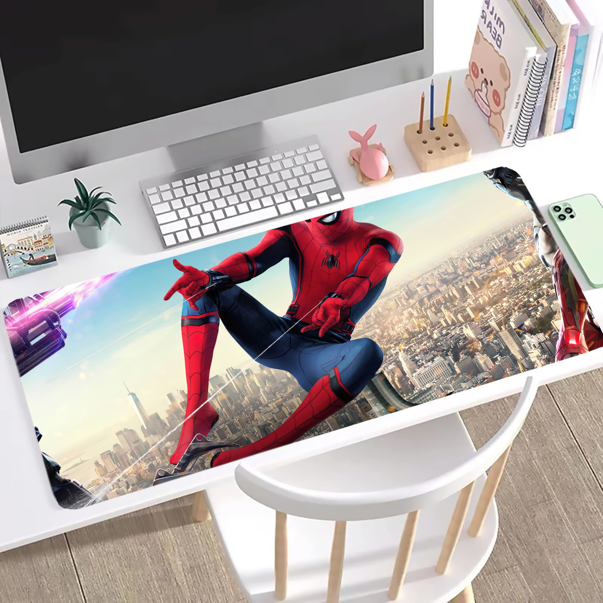 （画像用） Spider Man スパイダーマン ステッチ加工 大判デスクマット／滑り止めマウスパッド