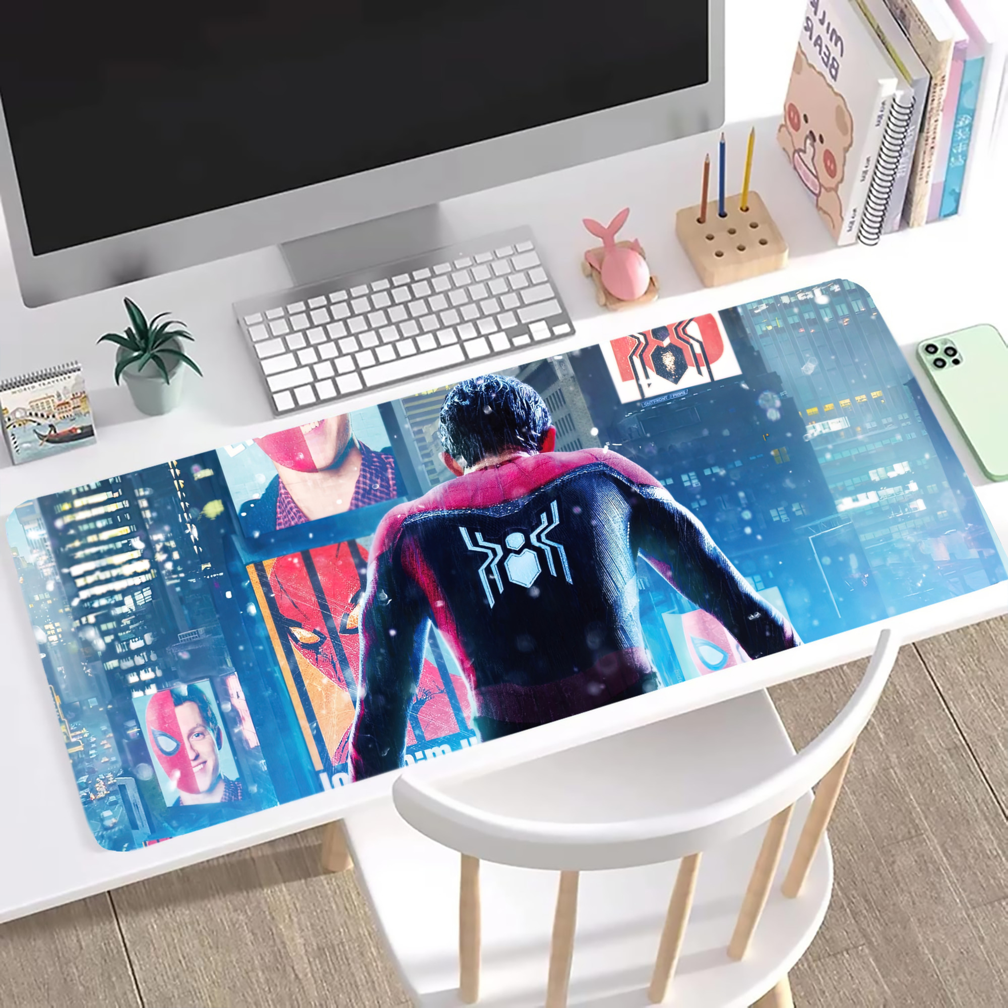 （画像用） Spider Man スパイダーマン ステッチ加工 大判デスクマット／滑り止めマウスパッド