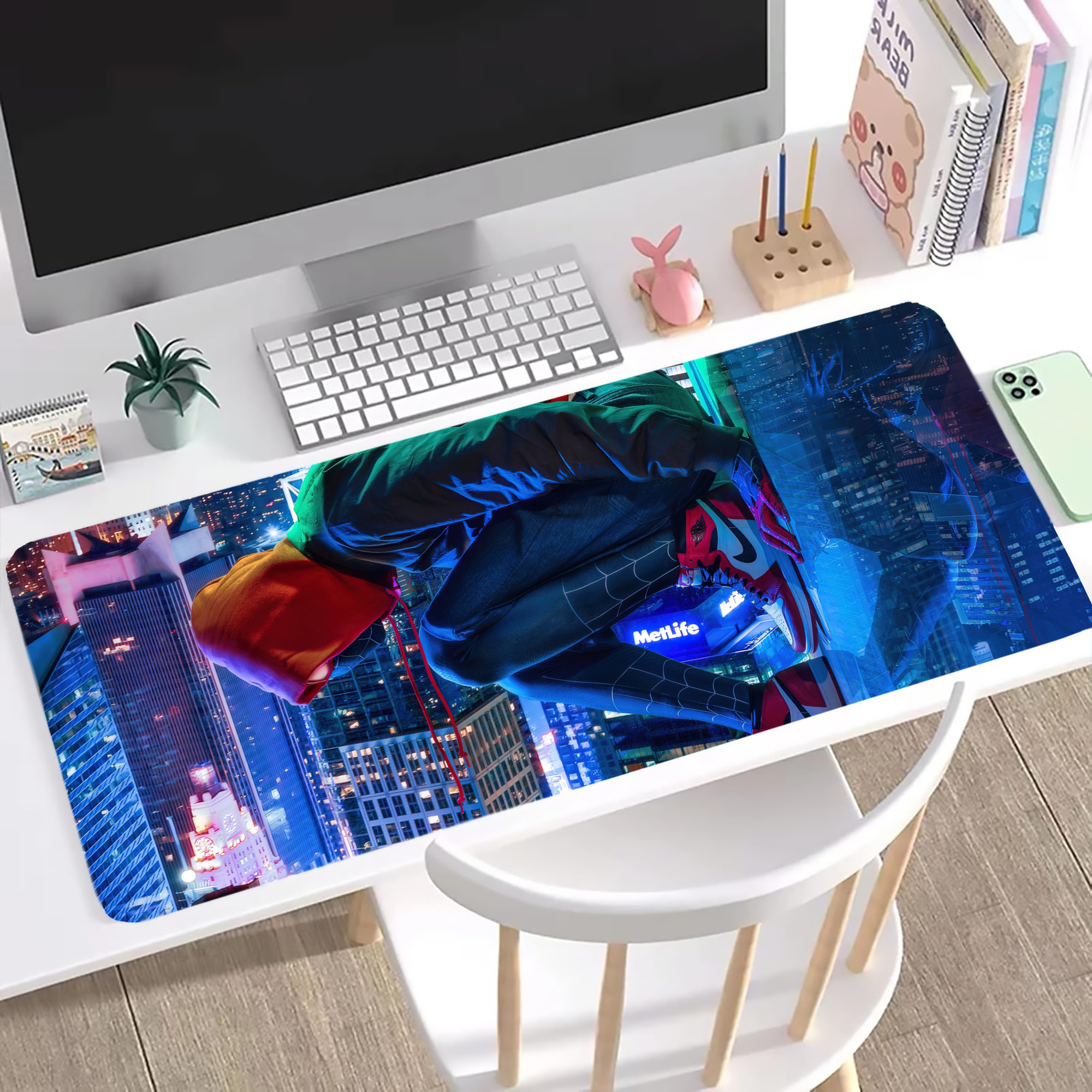 （画像用） Spider Man スパイダーマン ステッチ加工 大判デスクマット／滑り止めマウスパッド