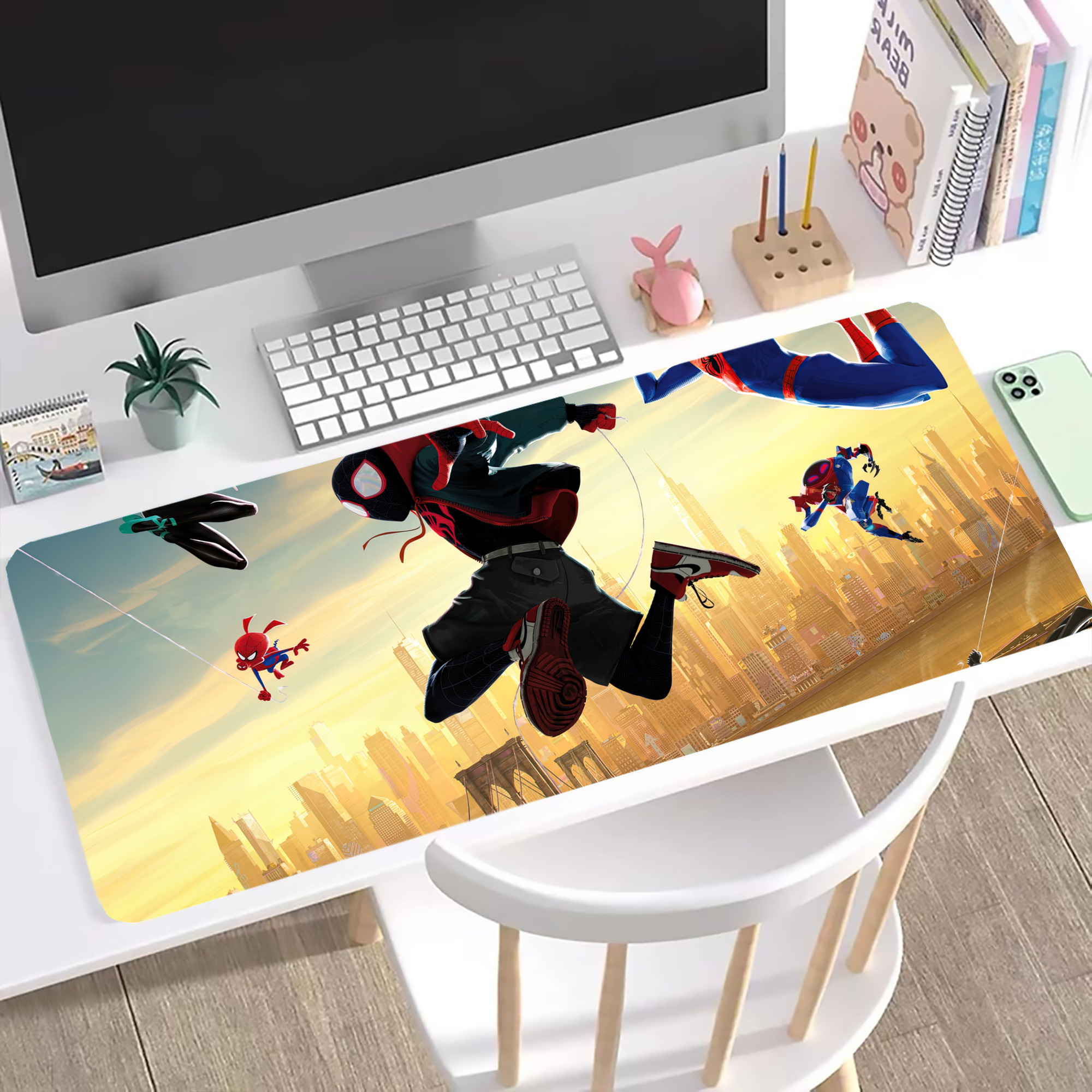 （画像用） Spider Man スパイダーマン ステッチ加工 大判デスクマット／滑り止めマウスパッド