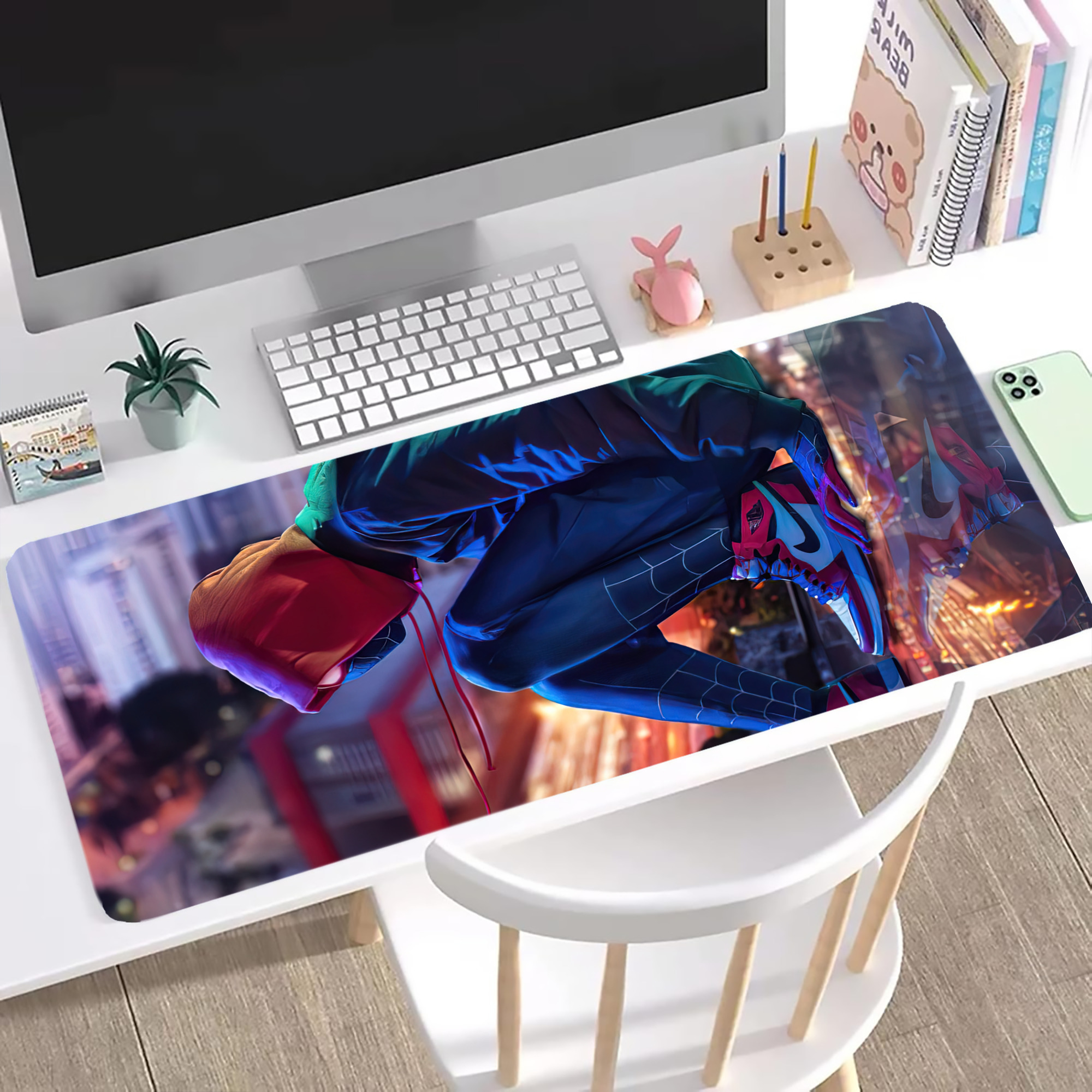 （画像用） Spider Man スパイダーマン ステッチ加工 大判デスクマット／滑り止めマウスパッド