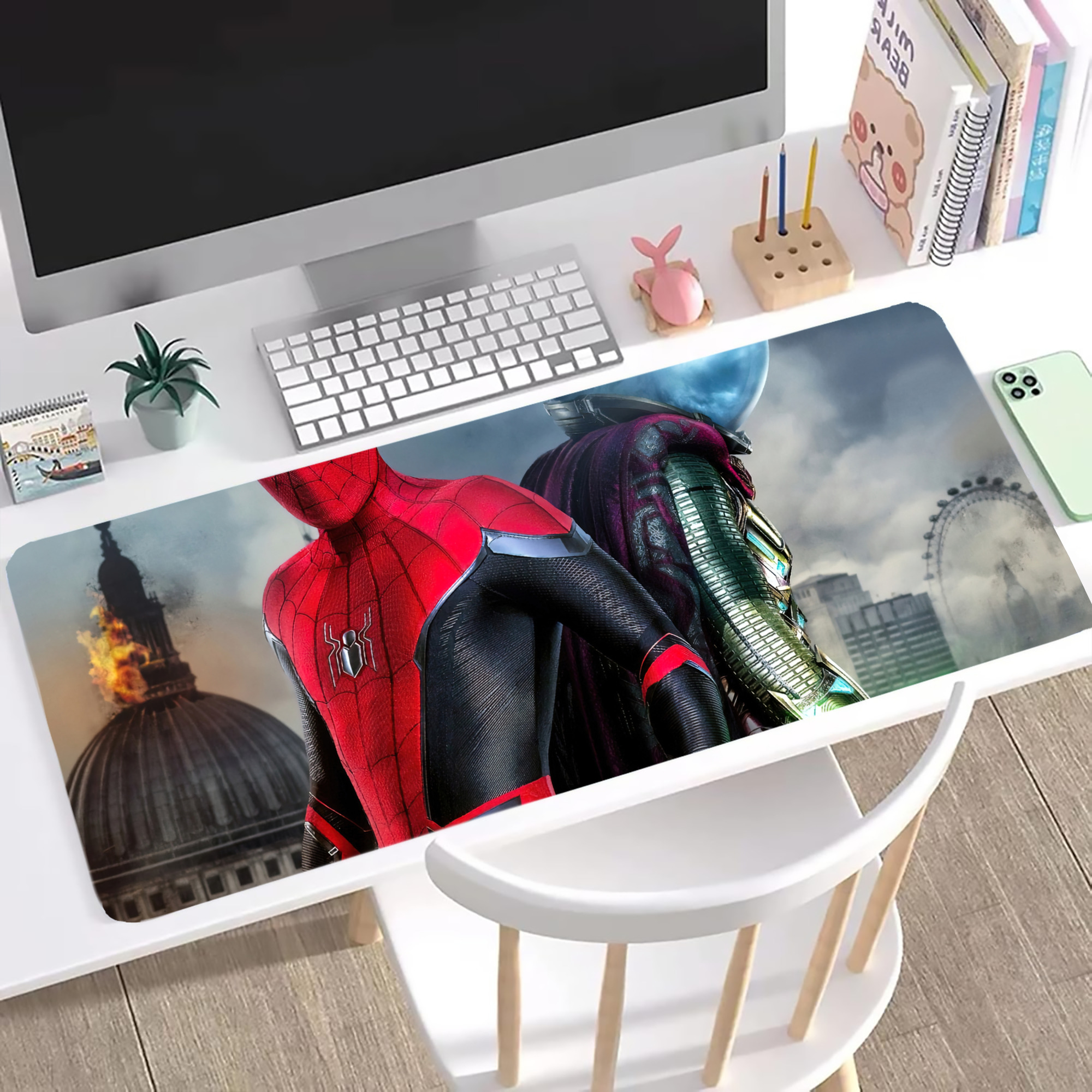 （画像用） Spider Man スパイダーマン ステッチ加工 大判デスクマット／滑り止めマウスパッド