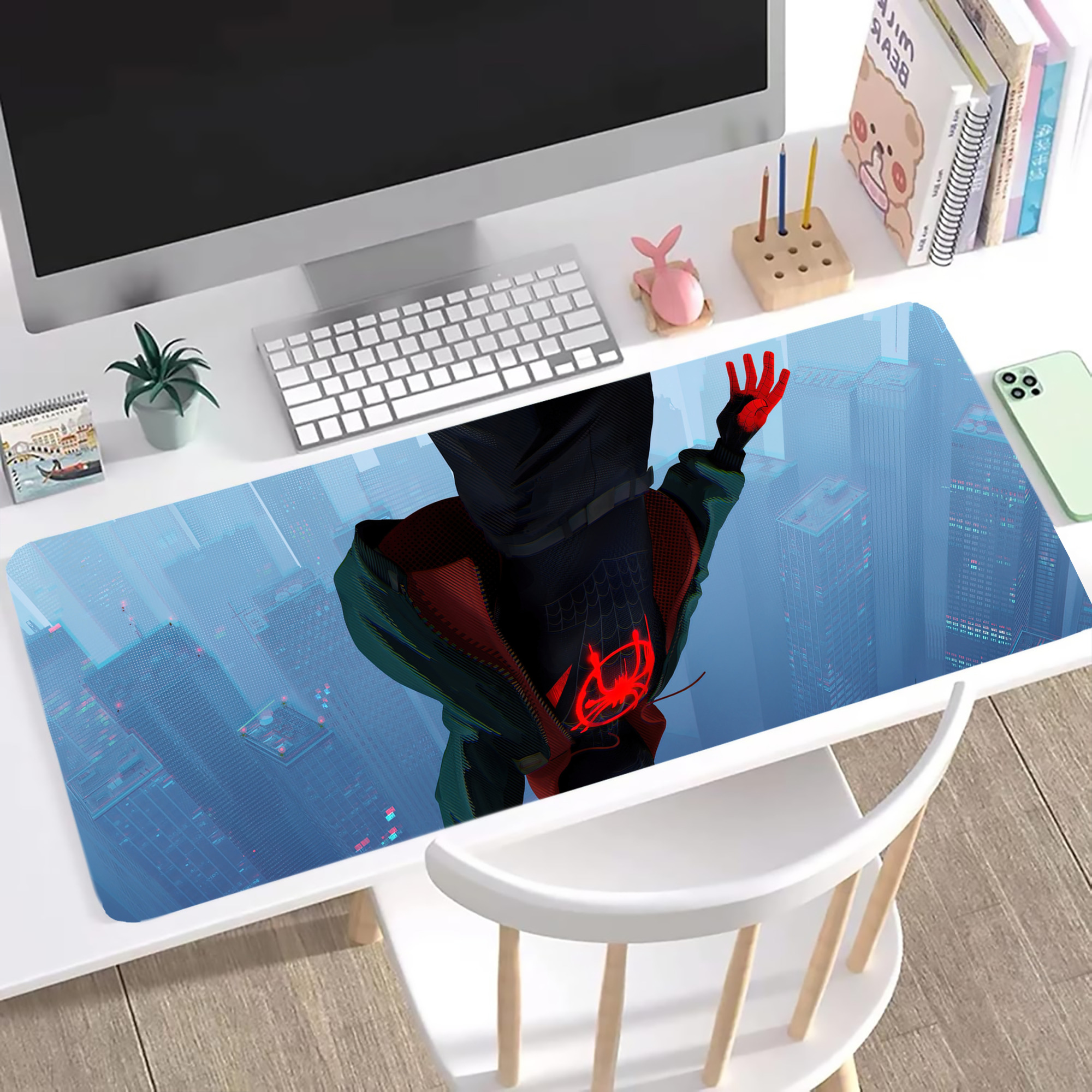 （画像用） Spider Man スパイダーマン ステッチ加工 大判デスクマット／滑り止めマウスパッド