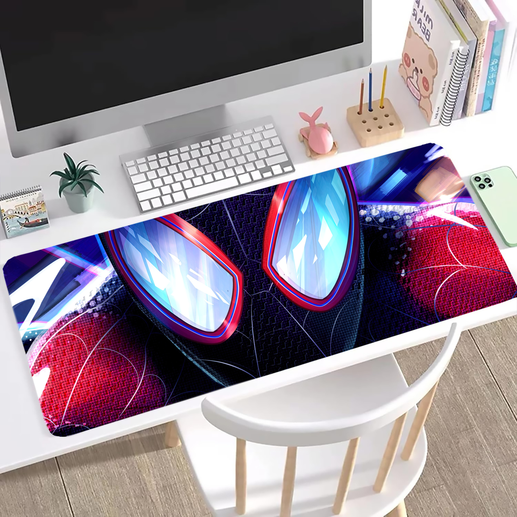 （画像用） Spider Man スパイダーマン ステッチ加工 大判デスクマット／滑り止めマウスパッド