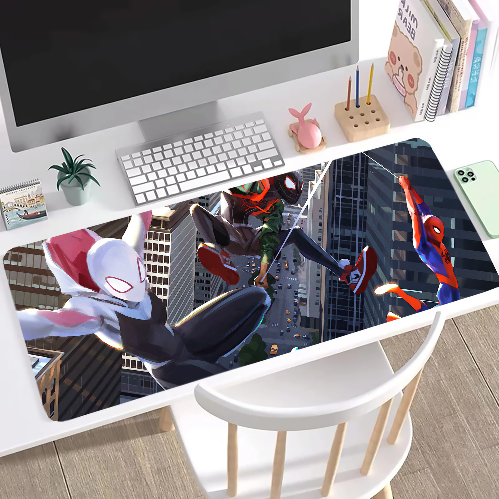 （画像用） Spider Man スパイダーマン ステッチ加工 大判デスクマット／滑り止めマウスパッド