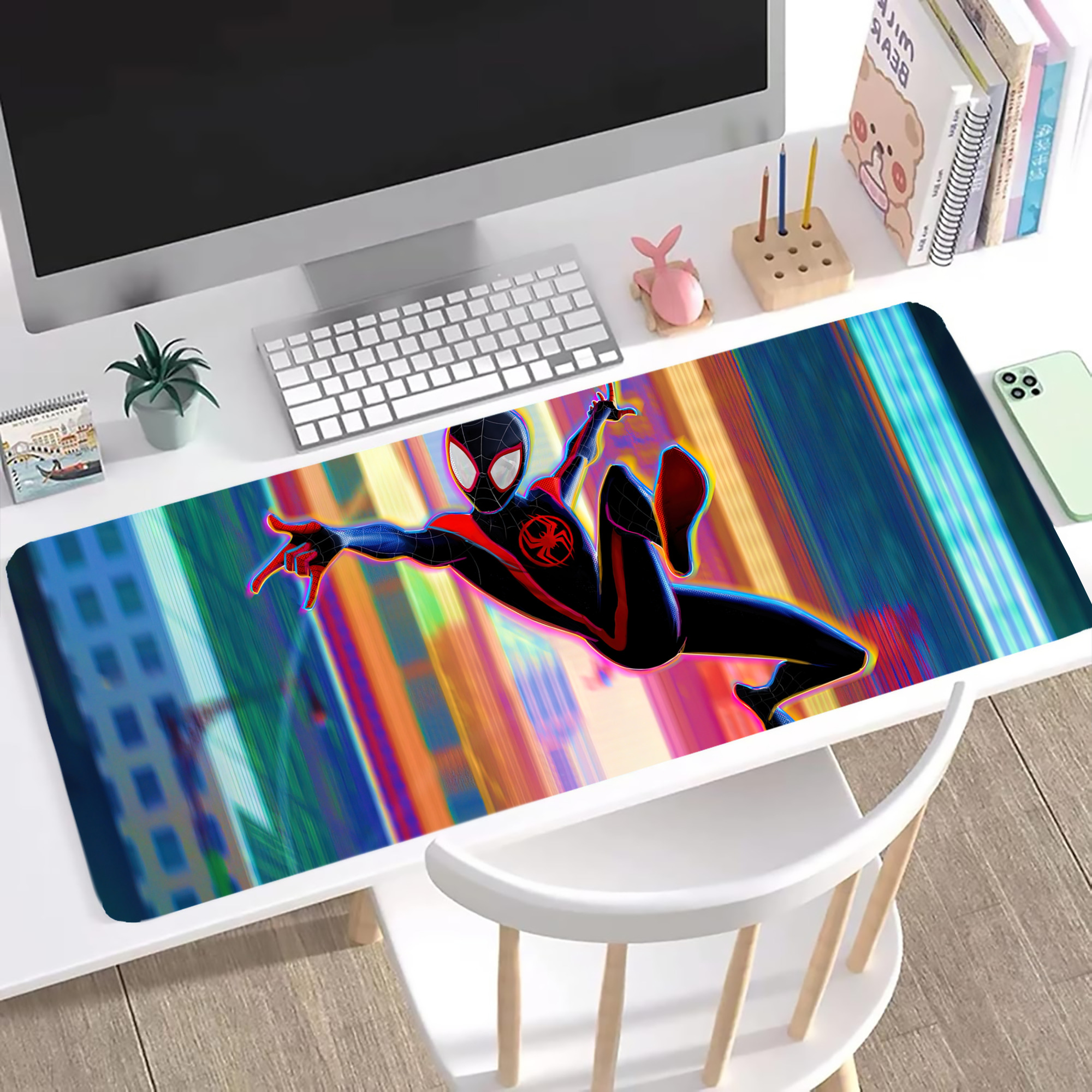 （画像用） Spider Man スパイダーマン ステッチ加工 大判デスクマット／滑り止めマウスパッド