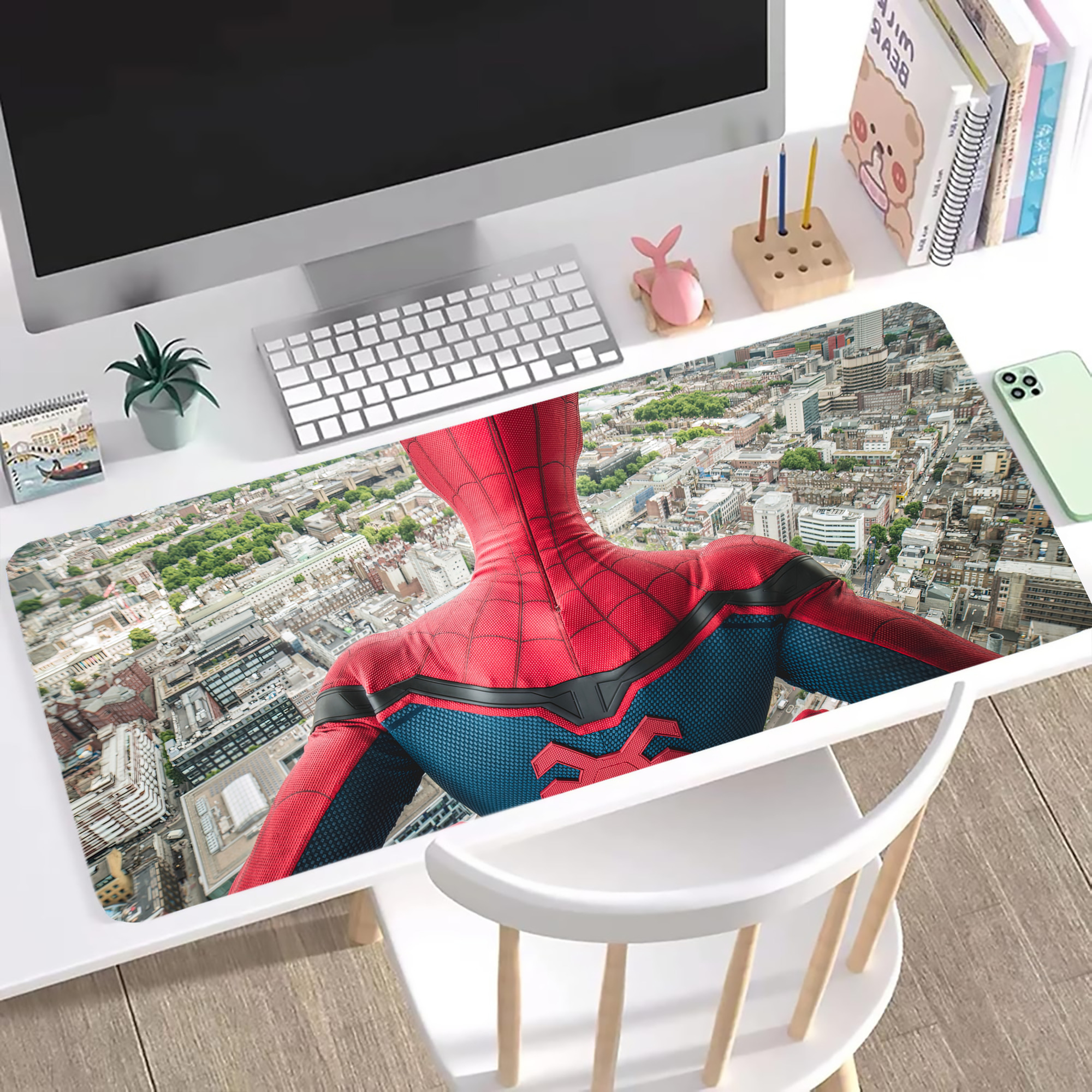 （画像用） Spider Man スパイダーマン ステッチ加工 大判デスクマット／滑り止めマウスパッド