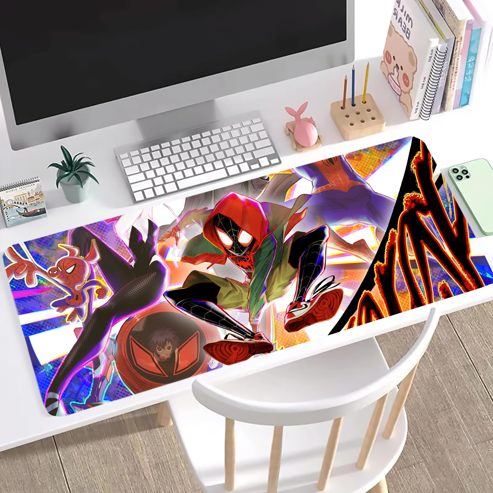 （画像用） Spider Man スパイダーマン ステッチ加工 大判デスクマット／滑り止めマウスパッド
