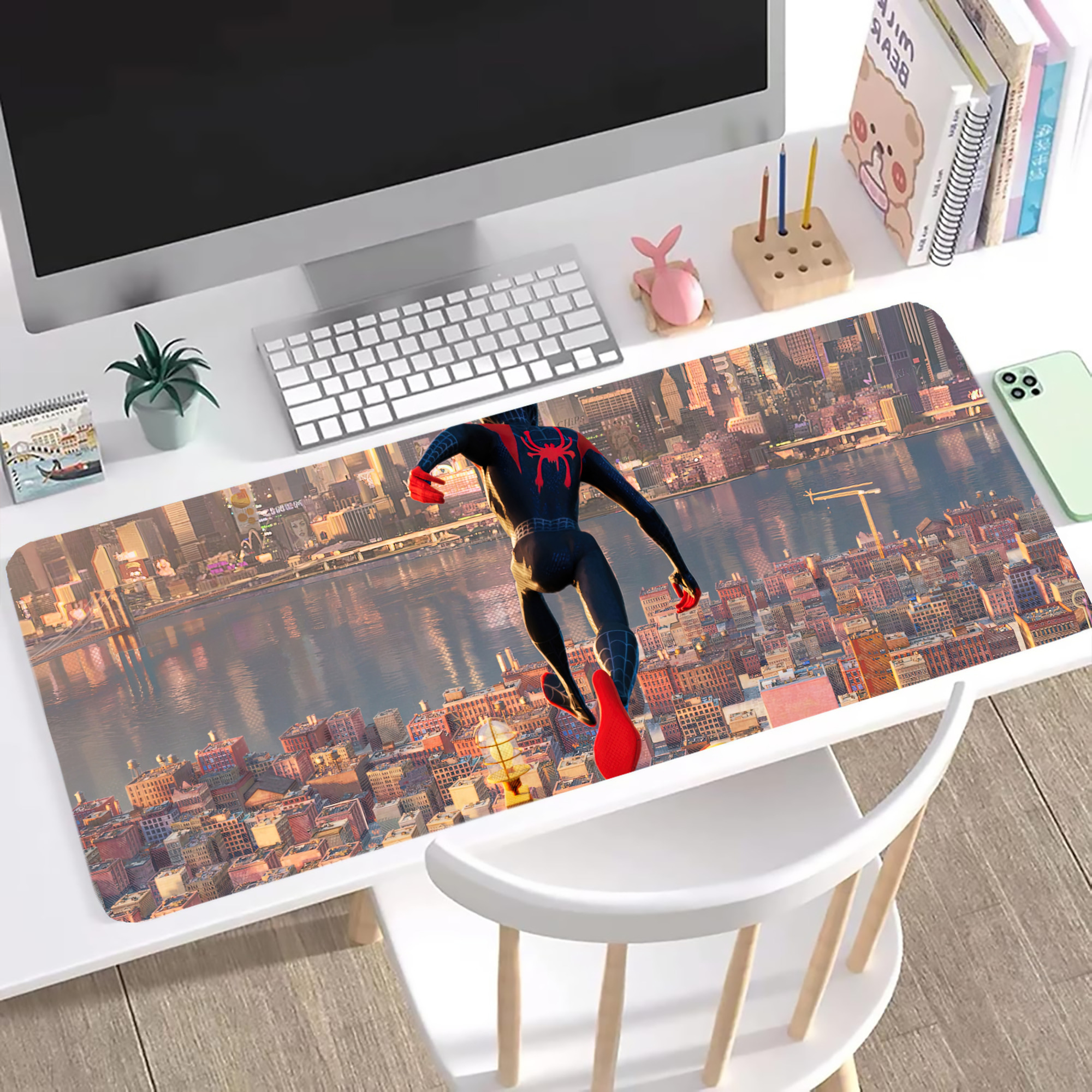 （画像用） Spider Man スパイダーマン ステッチ加工 大判デスクマット／滑り止めマウスパッド