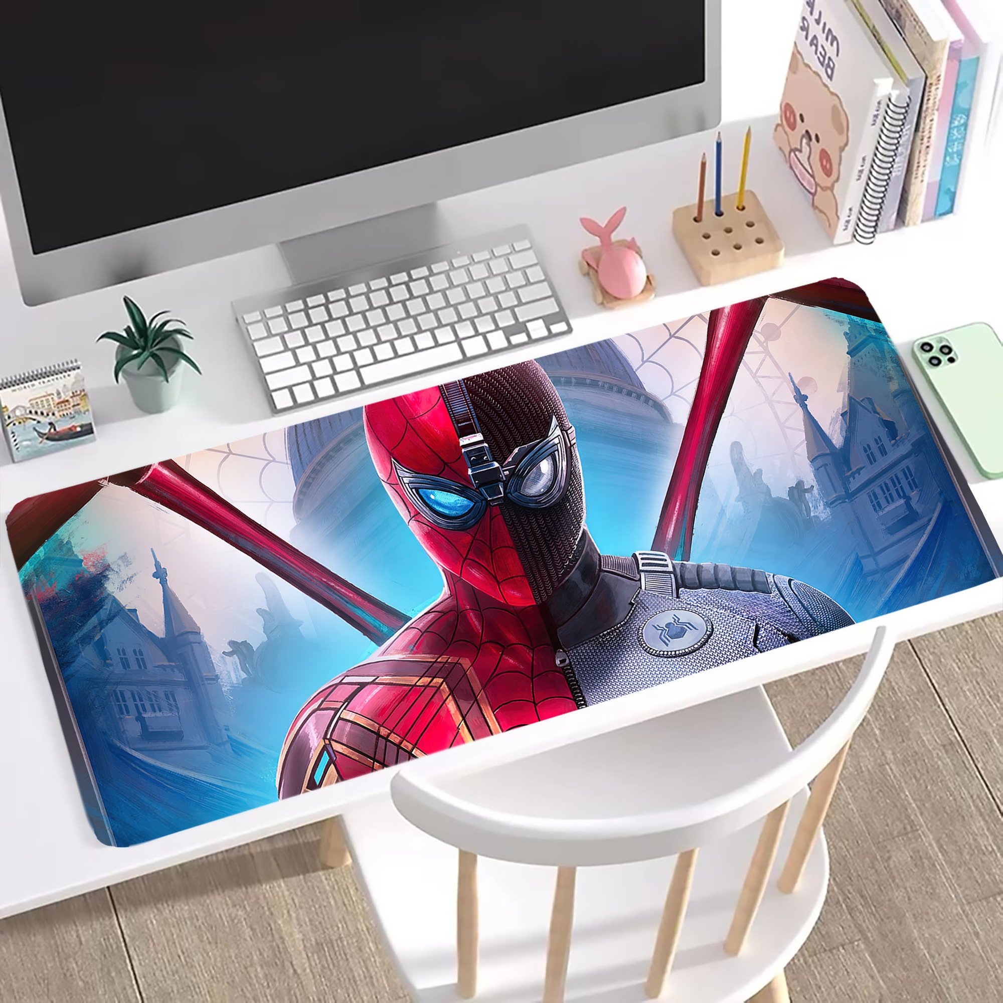 （画像用） Spider Man スパイダーマン ステッチ加工 大判デスクマット／滑り止めマウスパッド