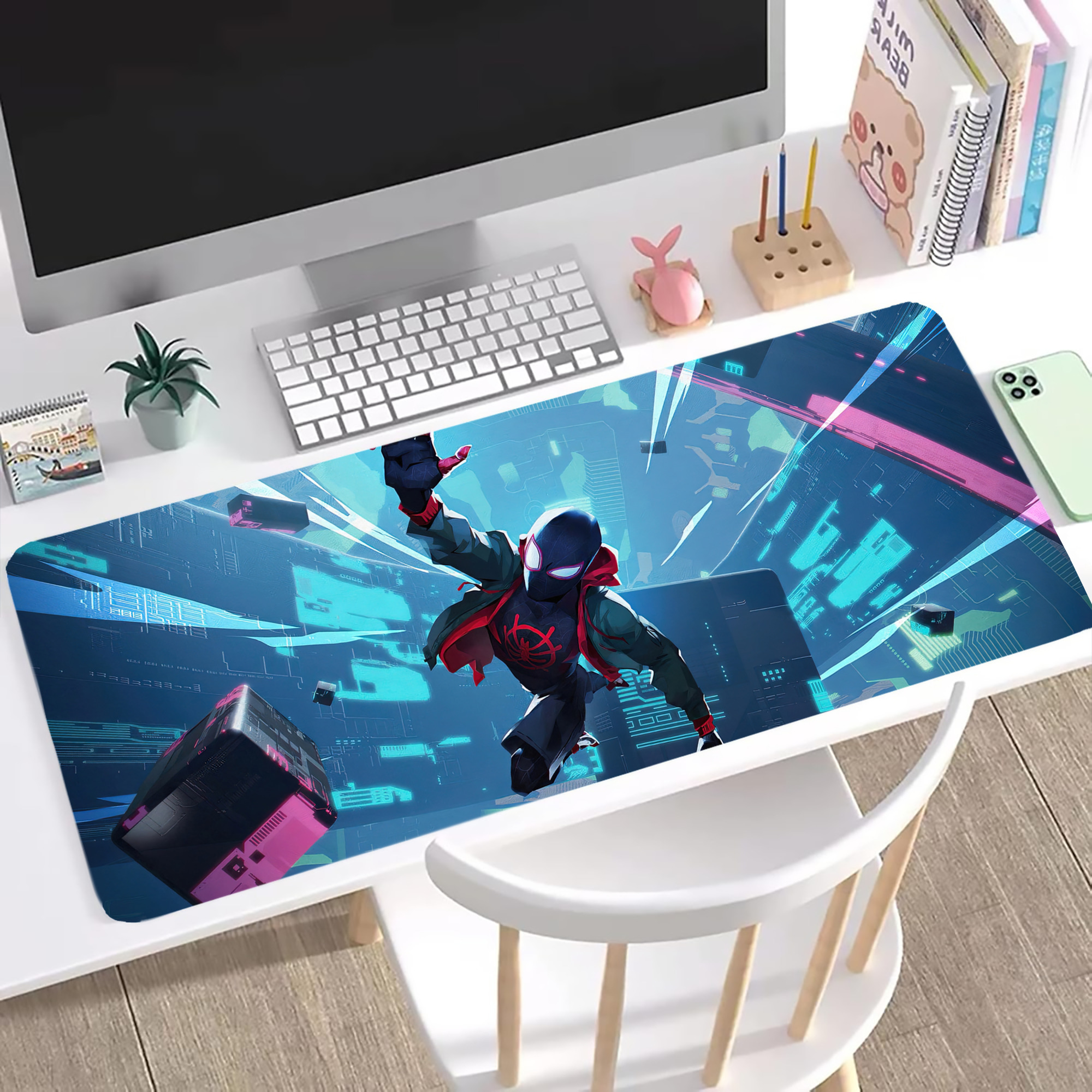 （画像用） Spider Man スパイダーマン ステッチ加工 大判デスクマット／滑り止めマウスパッド