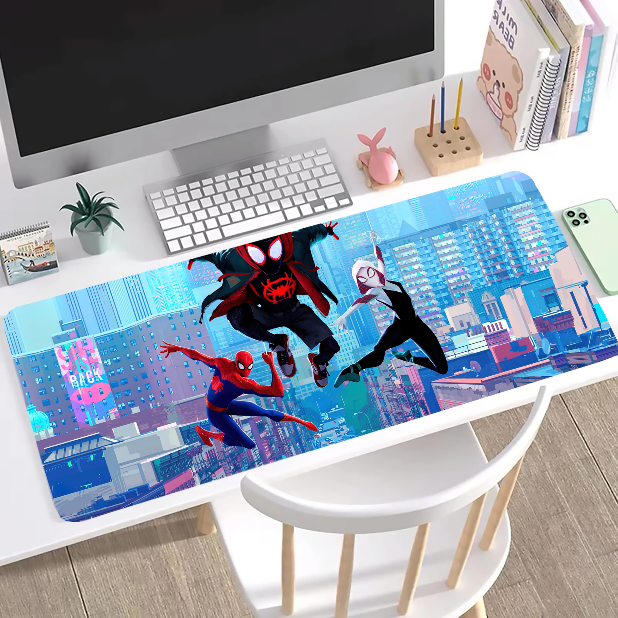 （画像用） Spider Man スパイダーマン ステッチ加工 大判デスクマット／滑り止めマウスパッド