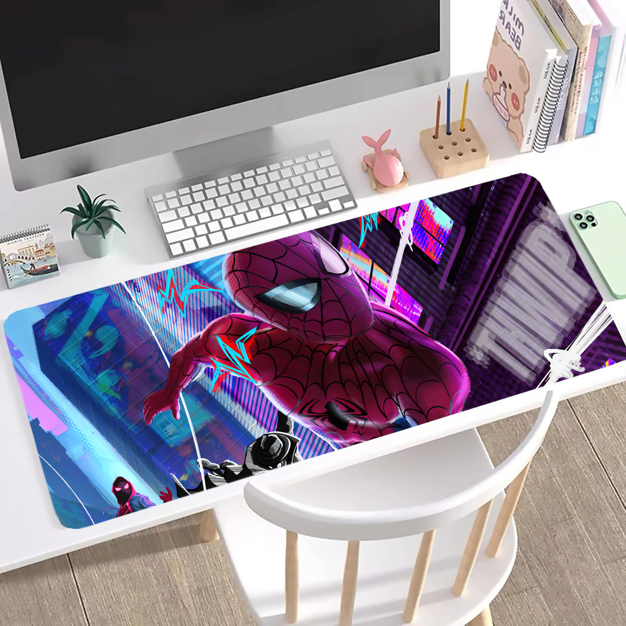 （画像用） Spider Man スパイダーマン ステッチ加工 大判デスクマット／滑り止めマウスパッド