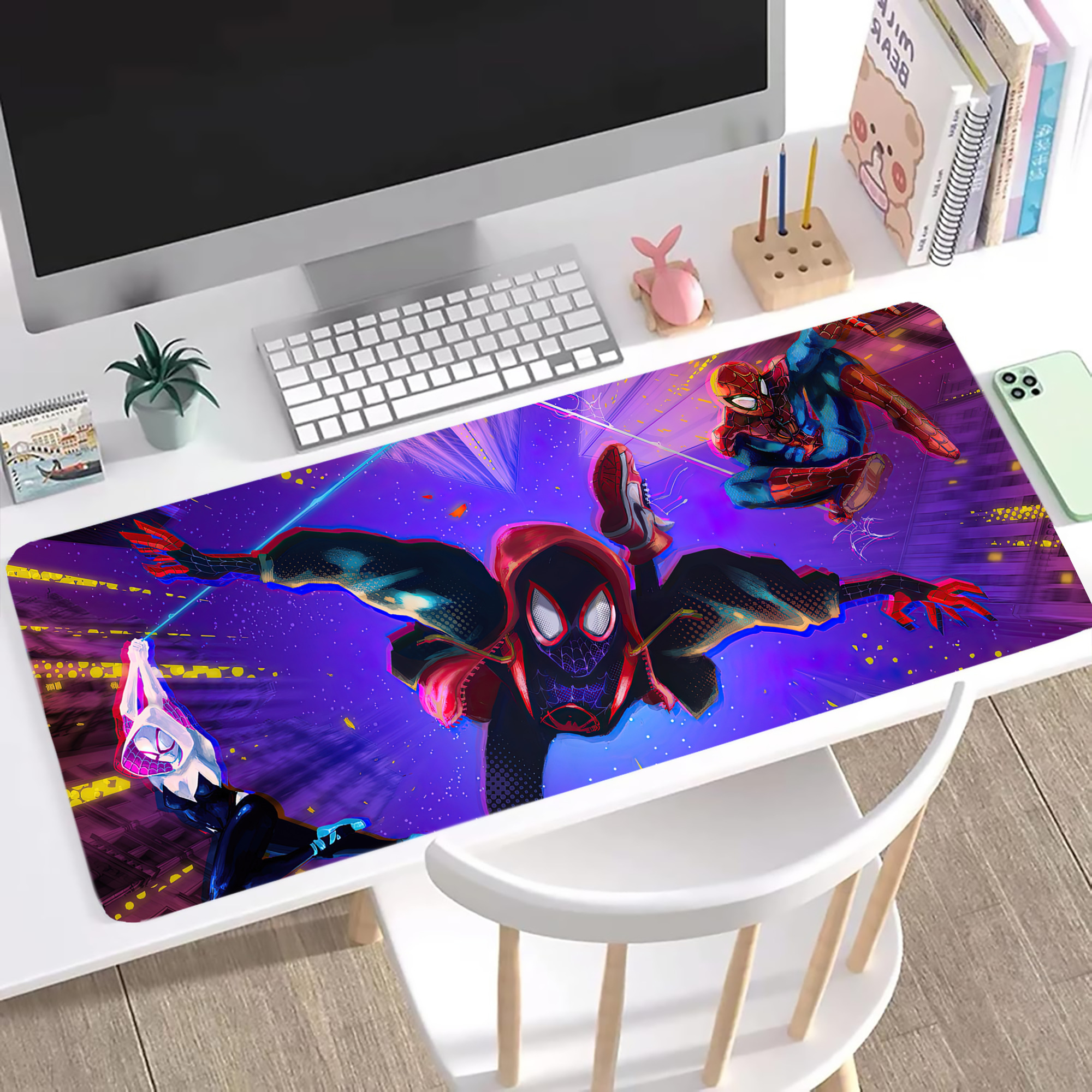 （画像用） Spider Man スパイダーマン ステッチ加工 大判デスクマット／滑り止めマウスパッド
