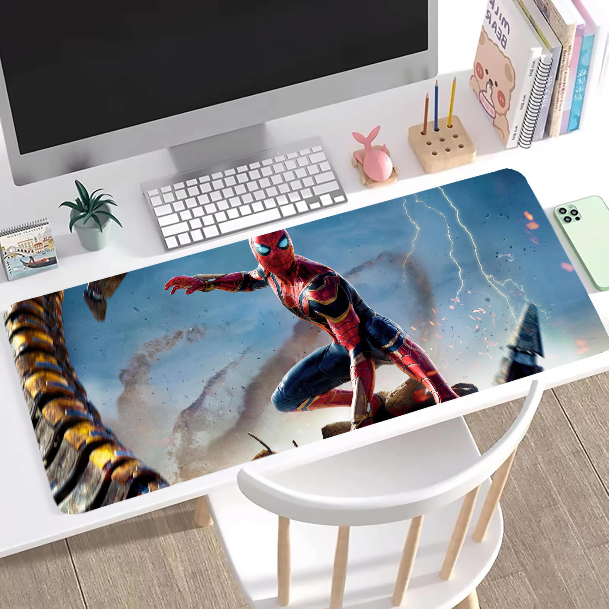 （画像用） Spider Man スパイダーマン ステッチ加工 大判デスクマット／滑り止めマウスパッド