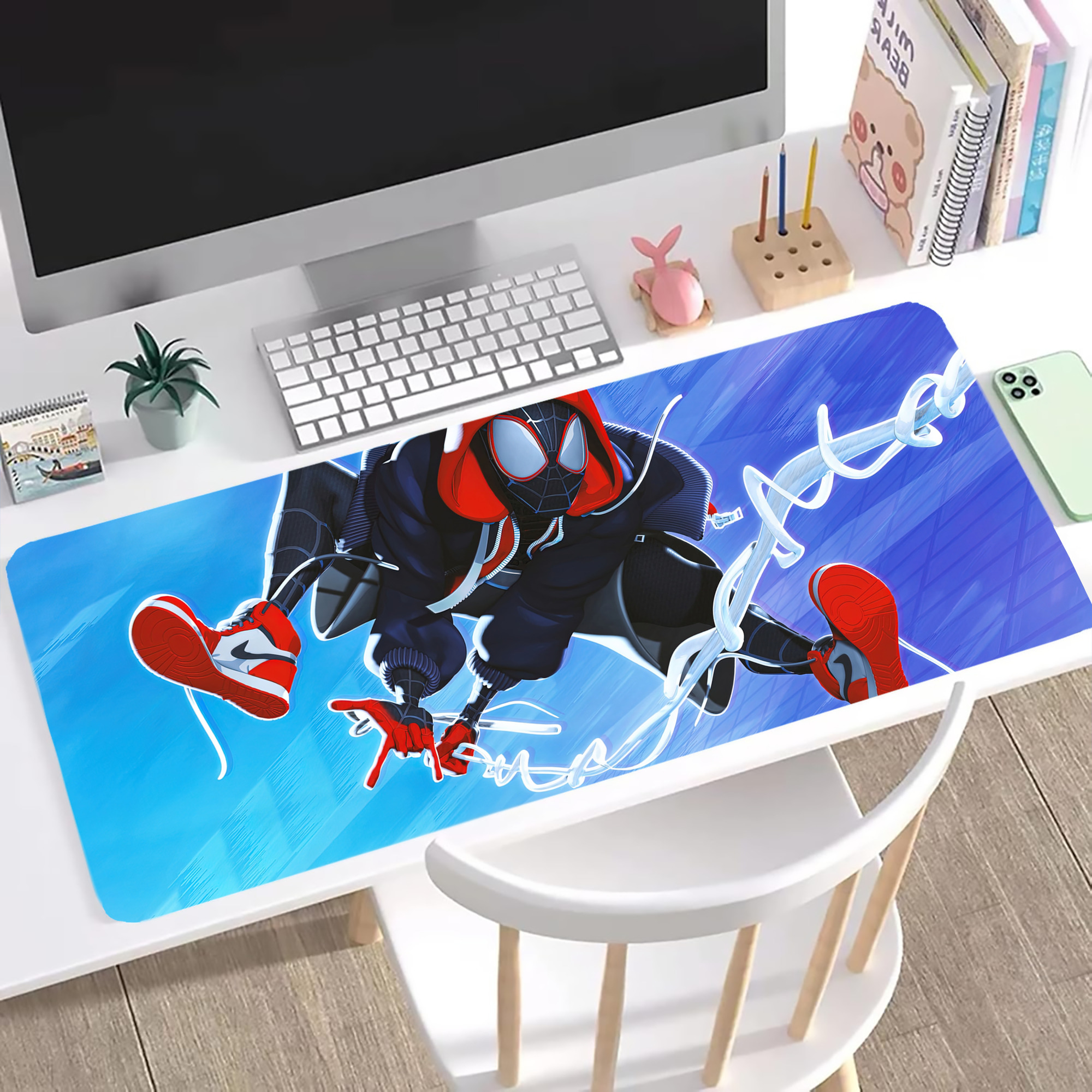 （画像用） Spider Man スパイダーマン ステッチ加工 大判デスクマット／滑り止めマウスパッド