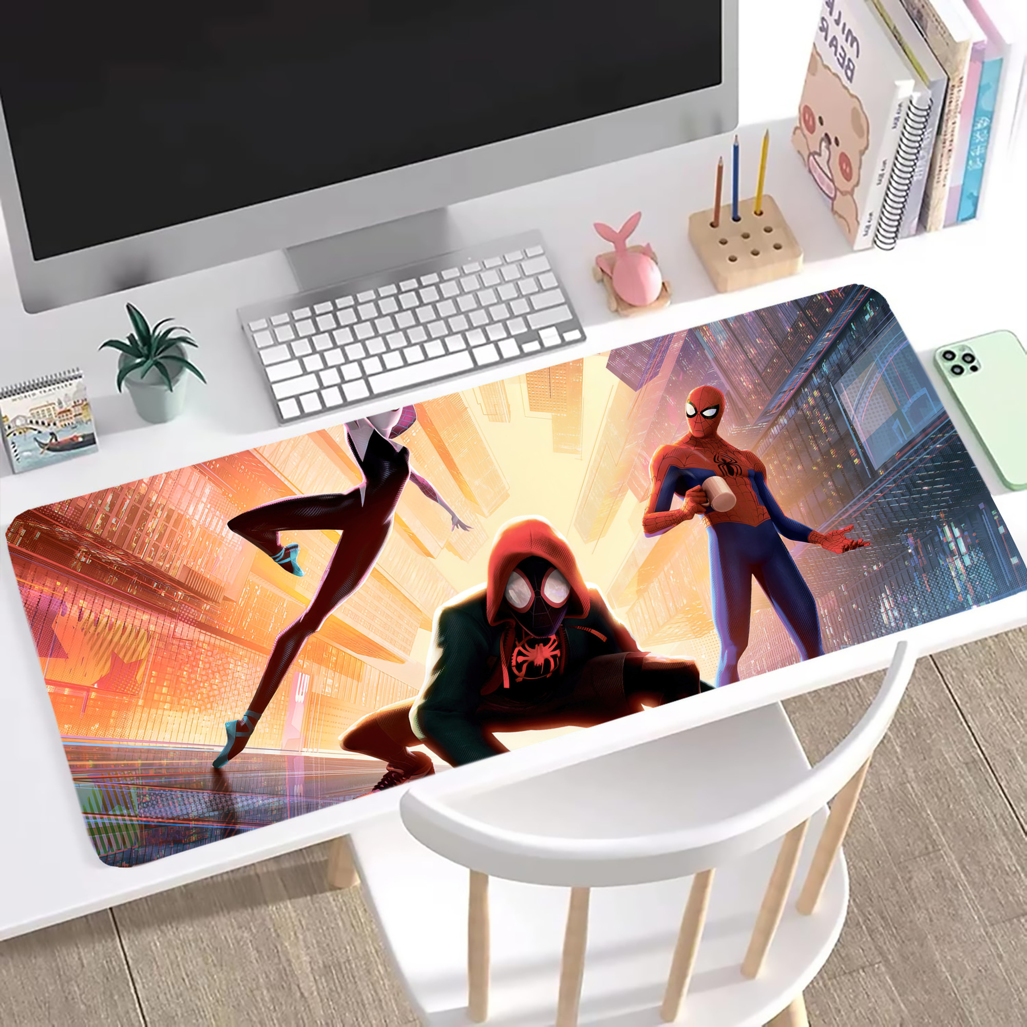 （画像用） Spider Man スパイダーマン ステッチ加工 大判デスクマット／滑り止めマウスパッド
