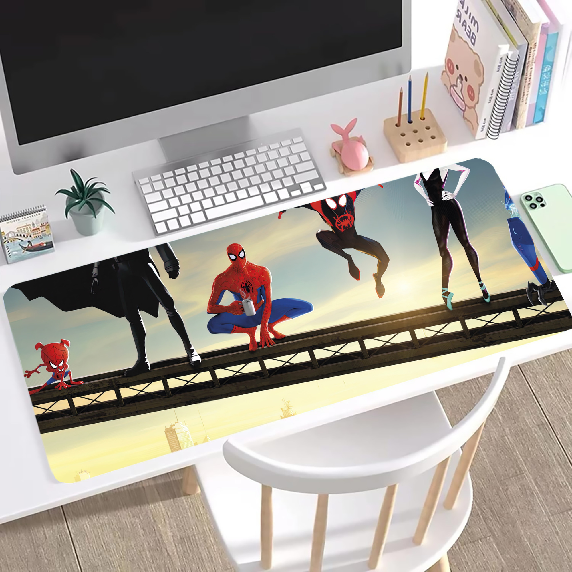 （画像用） Spider Man スパイダーマン ステッチ加工 大判デスクマット／滑り止めマウスパッド