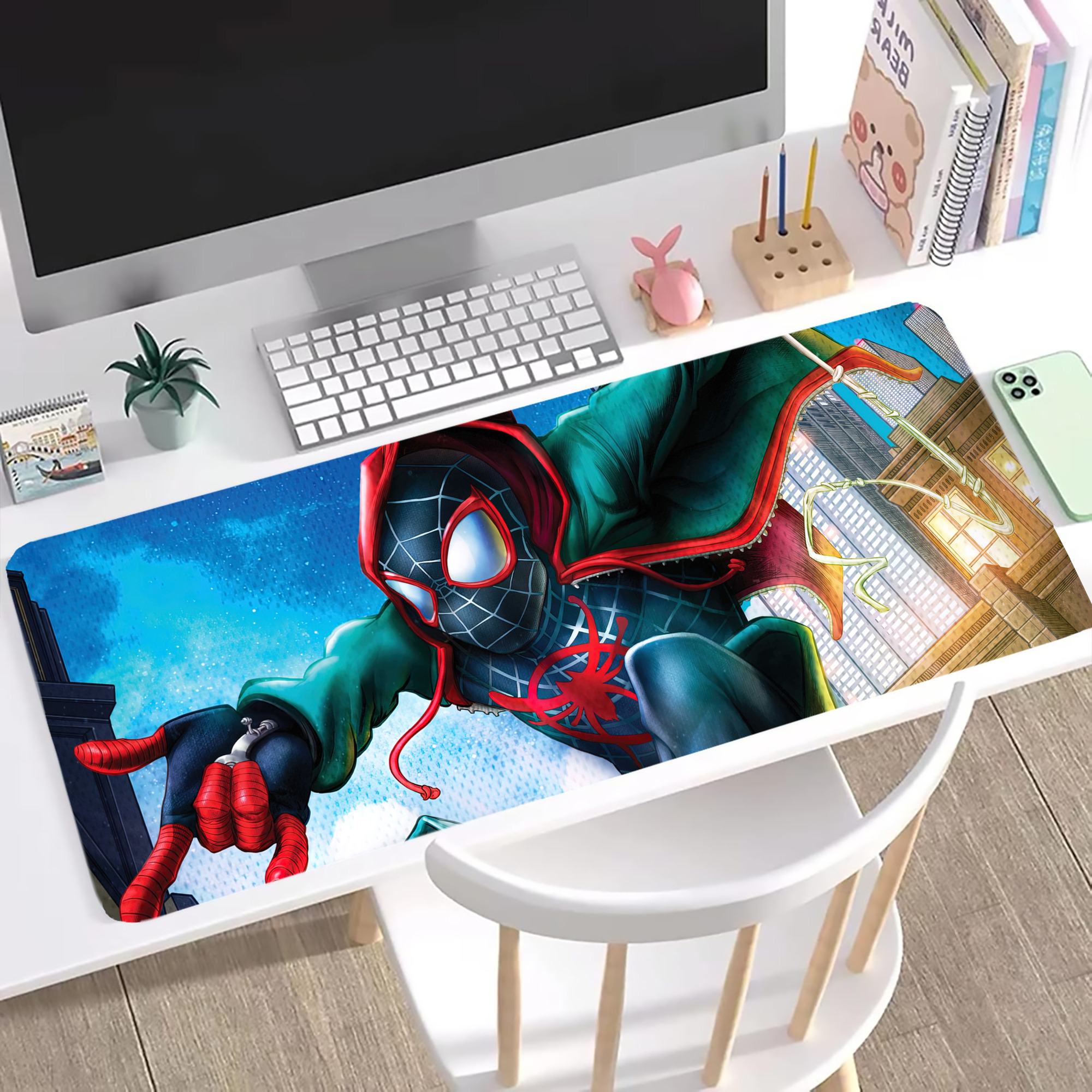 （画像用） Spider Man スパイダーマン ステッチ加工 大判デスクマット／滑り止めマウスパッド