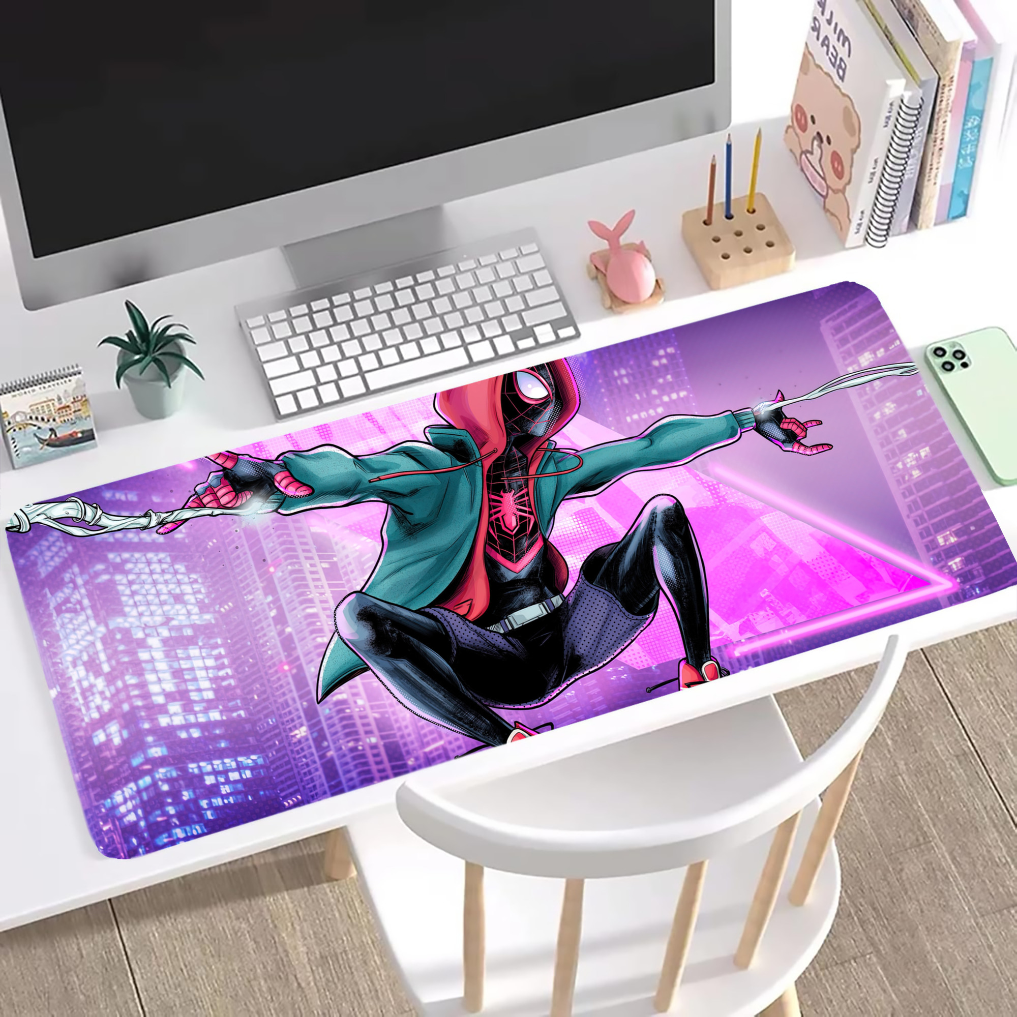（画像用） Spider Man スパイダーマン ステッチ加工 大判デスクマット／滑り止めマウスパッド