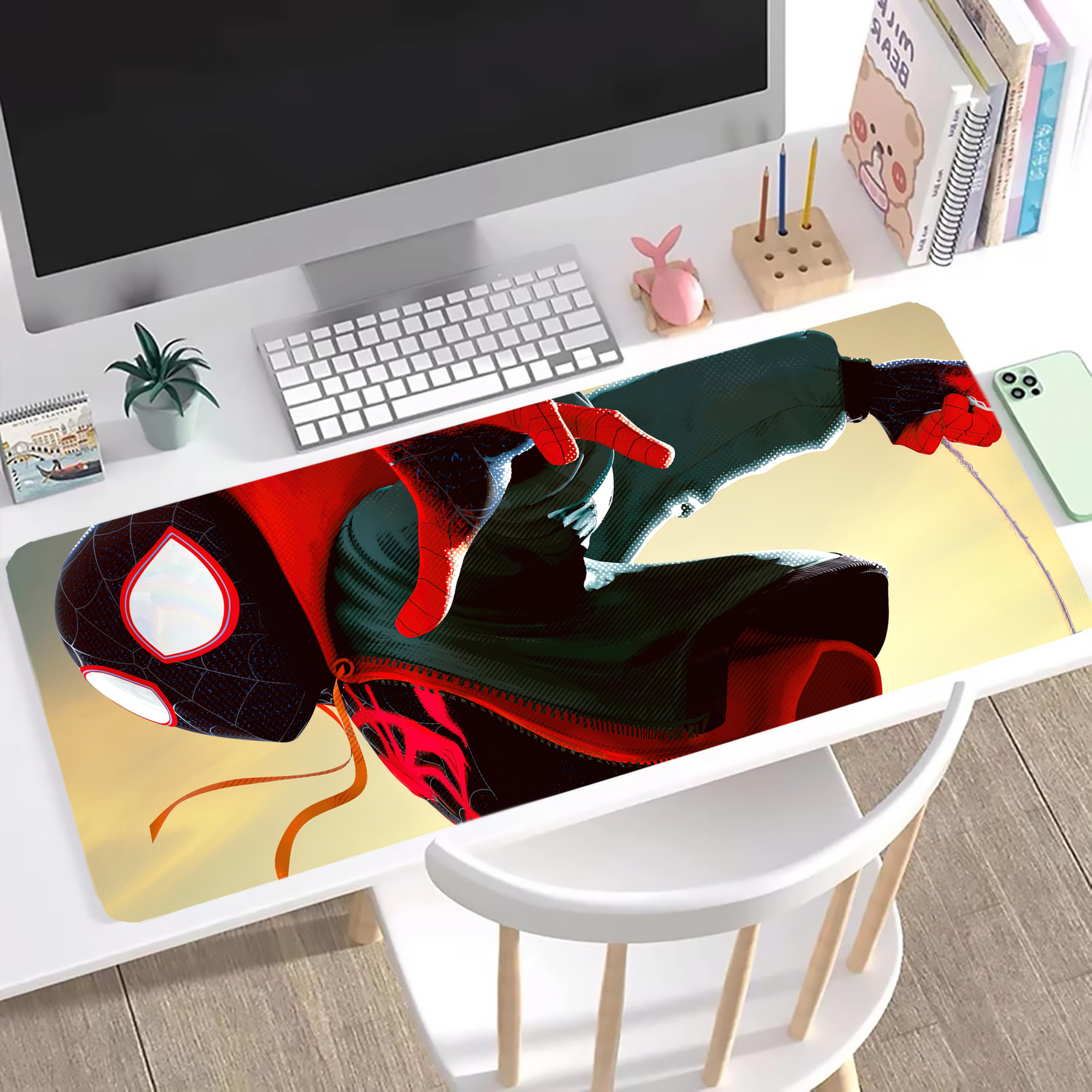 （画像用） Spider Man スパイダーマン ステッチ加工 大判デスクマット／滑り止めマウスパッド