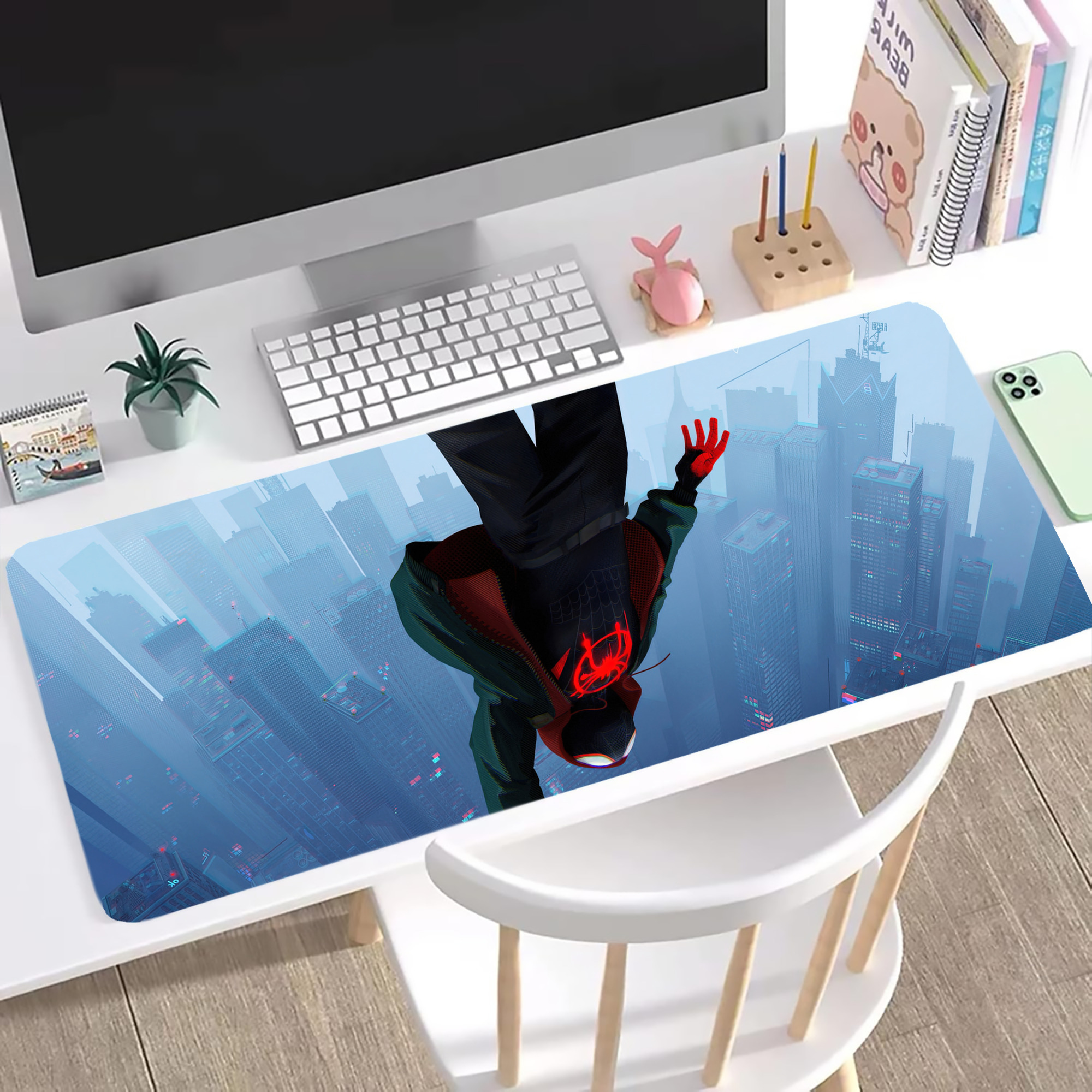（画像用） Spider Man スパイダーマン ステッチ加工 大判デスクマット／滑り止めマウスパッド