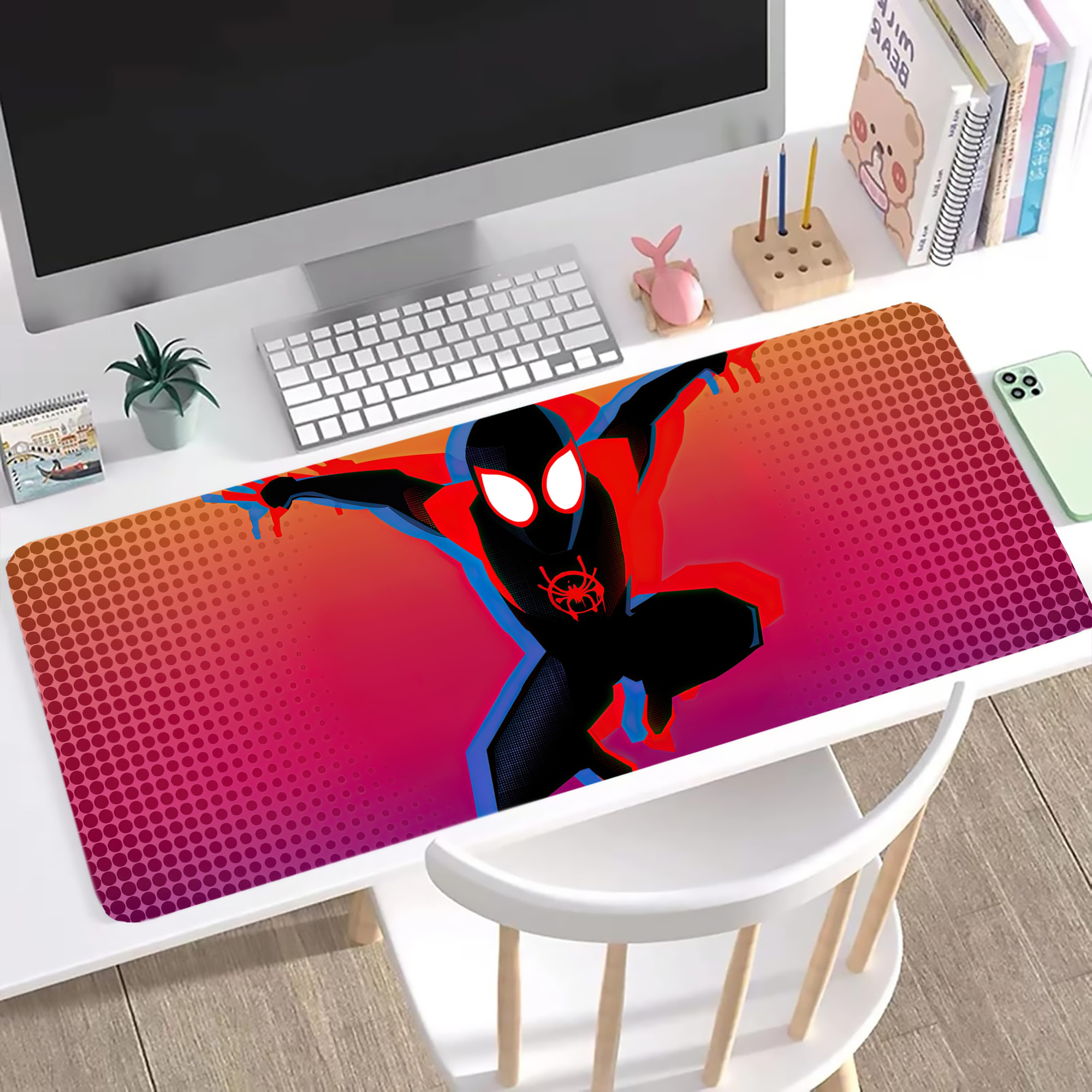 （画像用） Spider Man スパイダーマン ステッチ加工 大判デスクマット／滑り止めマウスパッド