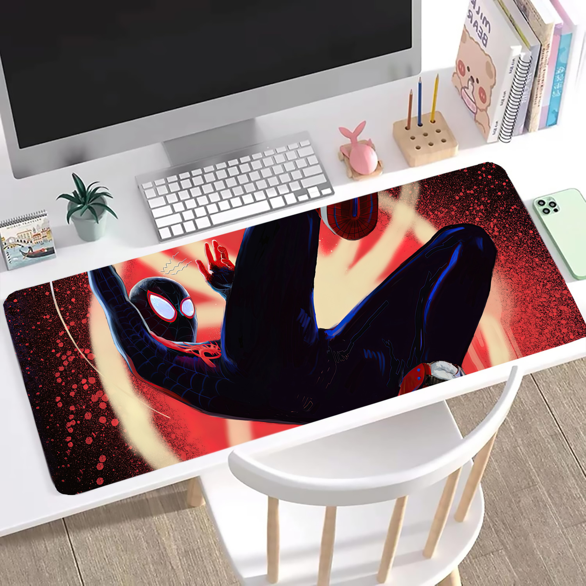 （画像用） Spider Man スパイダーマン ステッチ加工 大判デスクマット／滑り止めマウスパッド