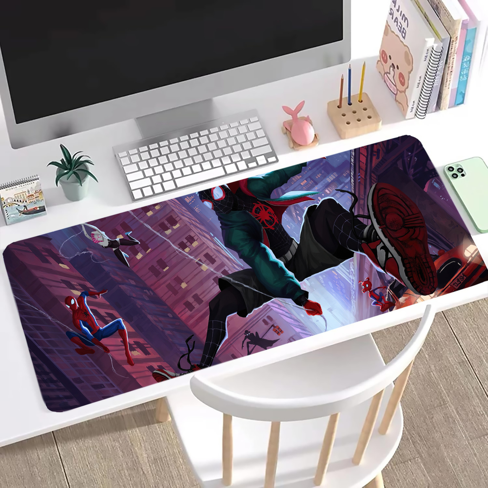 （画像用） Spider Man スパイダーマン ステッチ加工 大判デスクマット／滑り止めマウスパッド