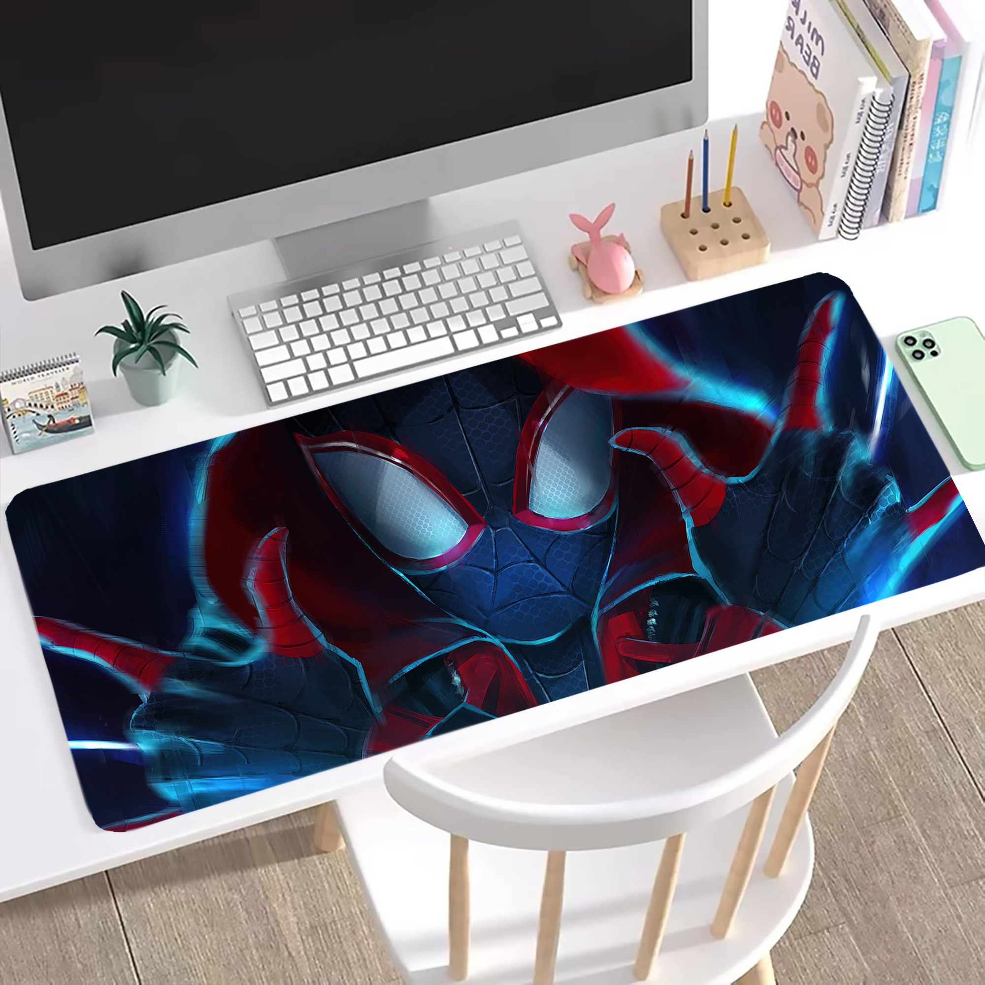 （画像用） Spider Man スパイダーマン ステッチ加工 大判デスクマット／滑り止めマウスパッド