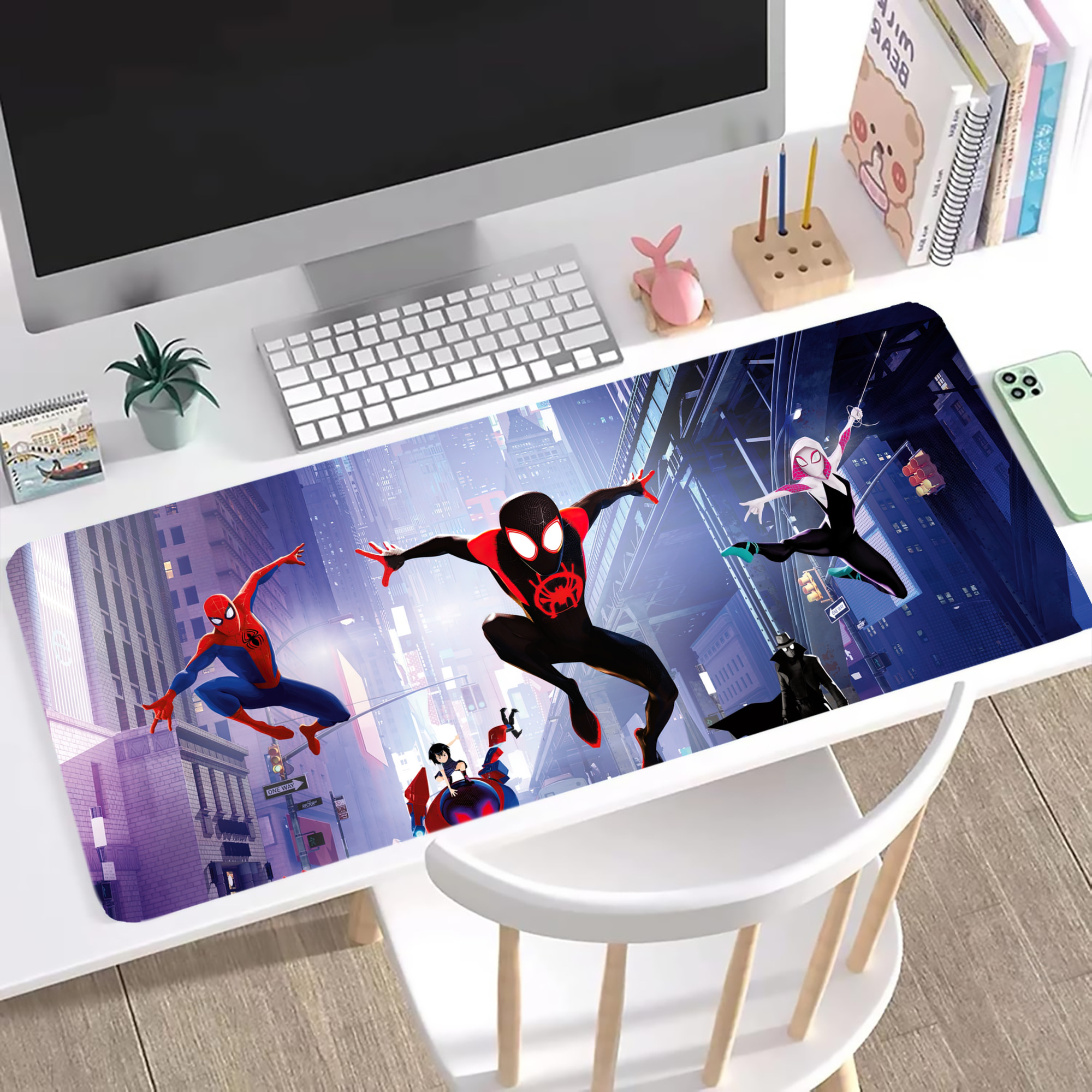 （画像用） Spider Man スパイダーマン ステッチ加工 大判デスクマット／滑り止めマウスパッド