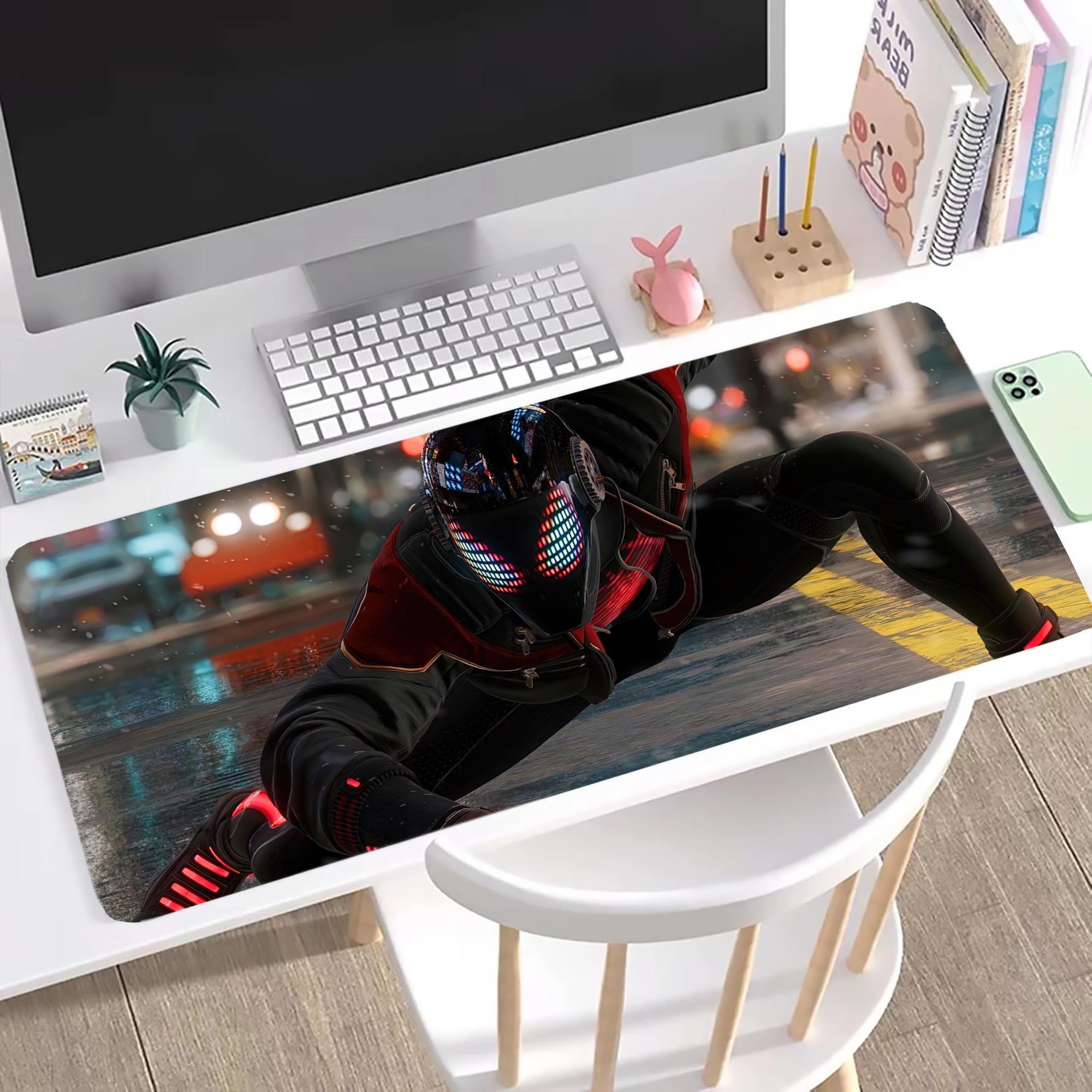 （画像用） Spider Man スパイダーマン ステッチ加工 大判デスクマット／滑り止めマウスパッド