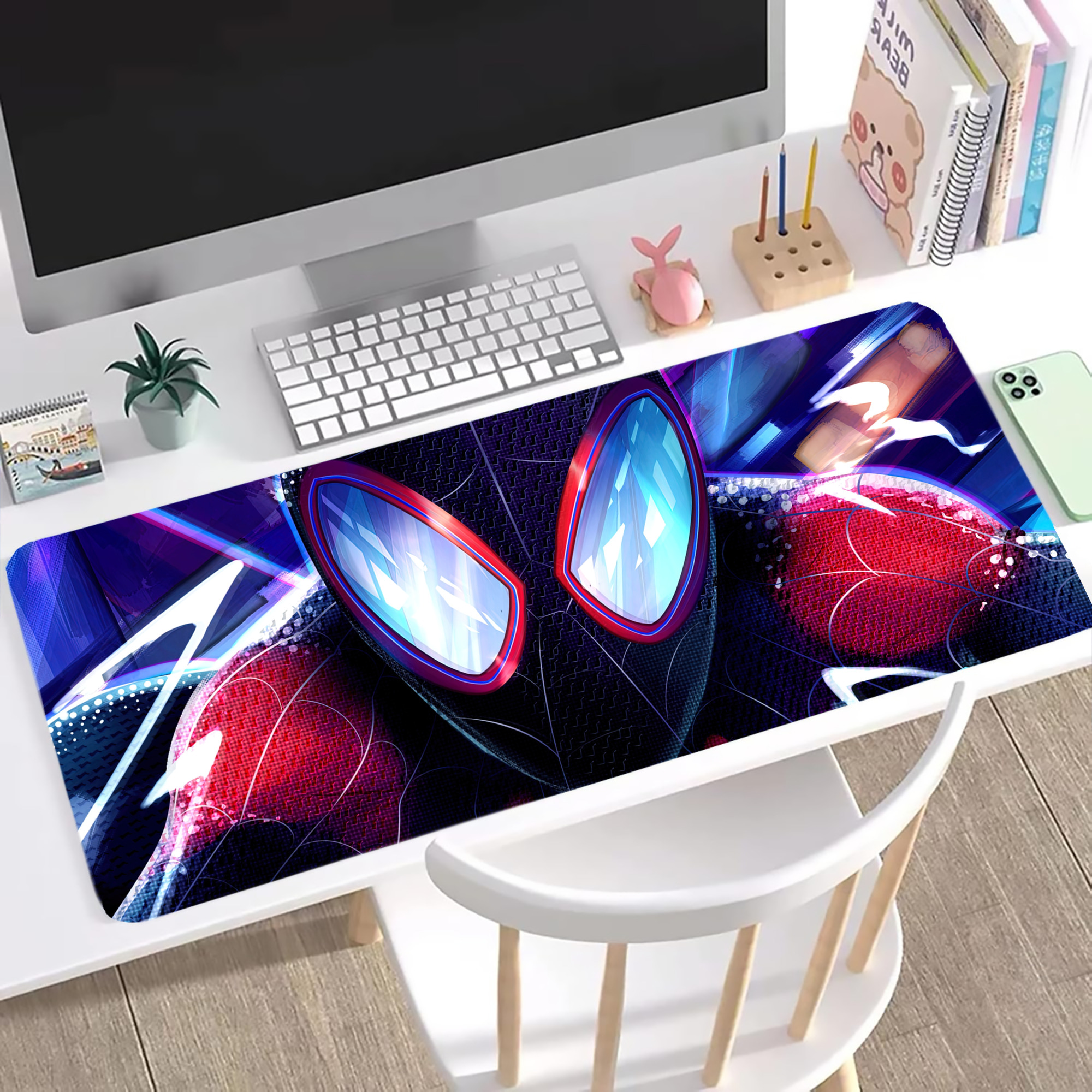 （画像用） Spider Man スパイダーマン ステッチ加工 大判デスクマット／滑り止めマウスパッド
