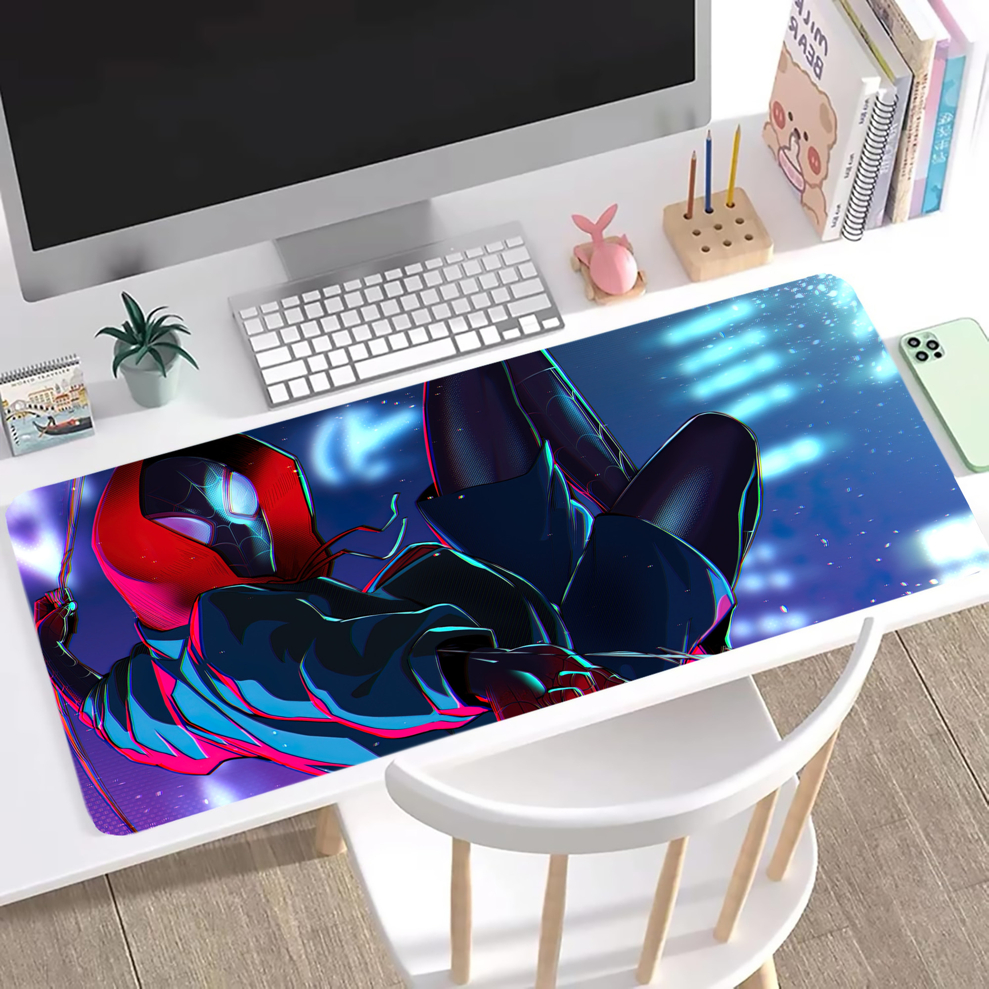（画像用） Spider Man スパイダーマン ステッチ加工 大判デスクマット／滑り止めマウスパッド