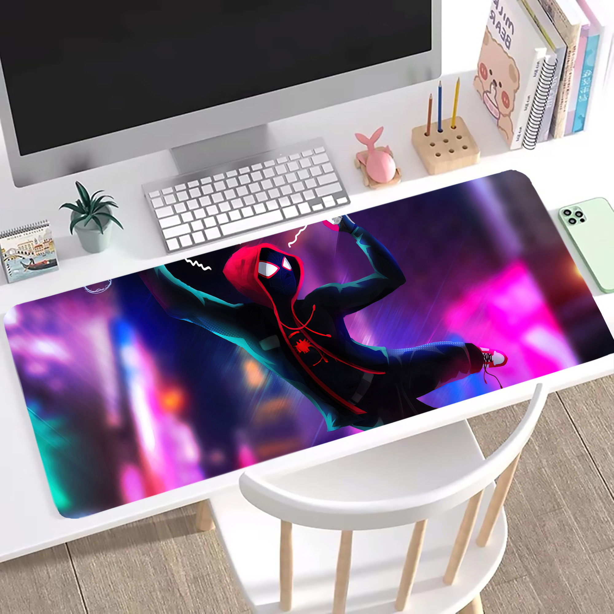 （画像用） Spider Man スパイダーマン ステッチ加工 大判デスクマット／滑り止めマウスパッド