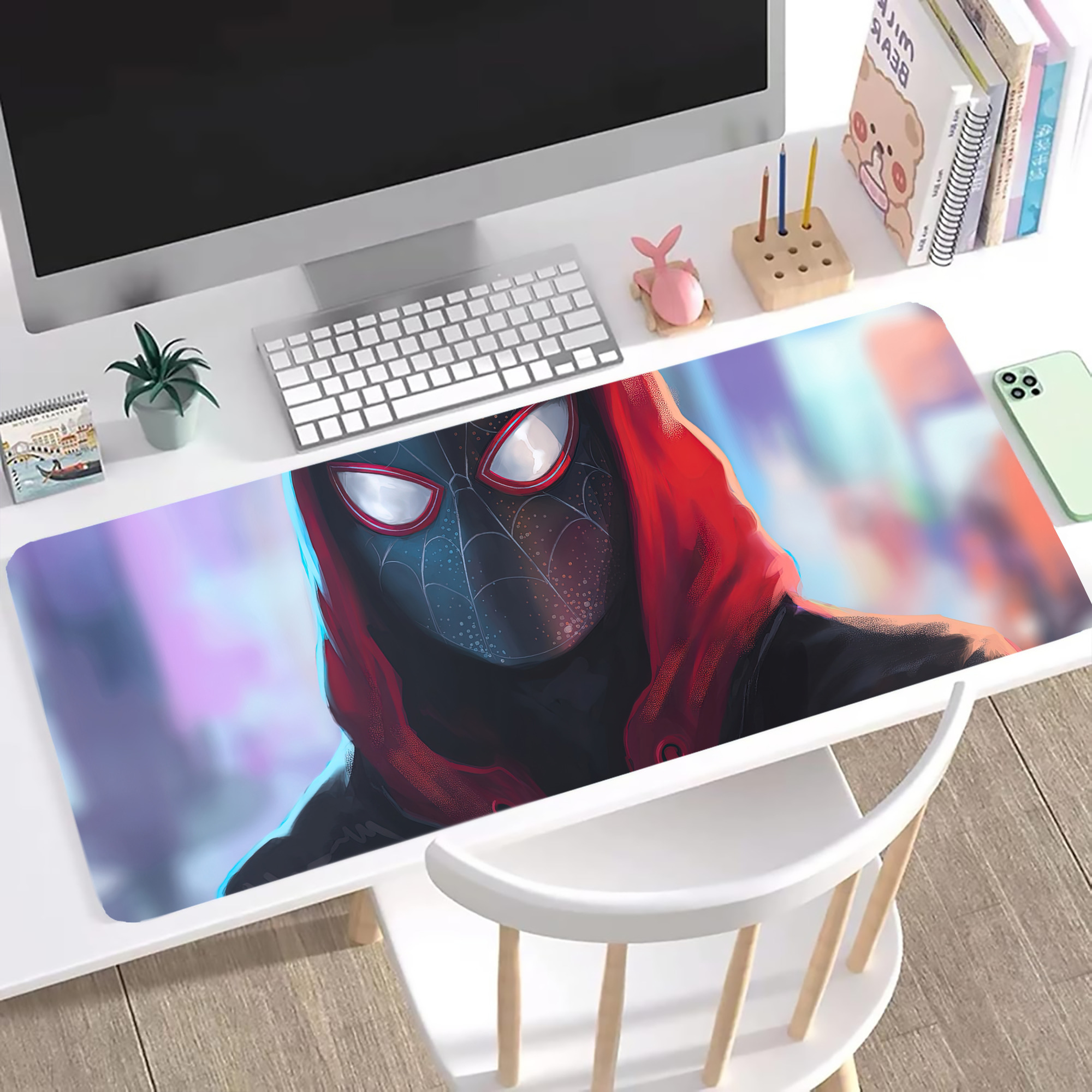（画像用） Spider Man スパイダーマン ステッチ加工 大判デスクマット／滑り止めマウスパッド