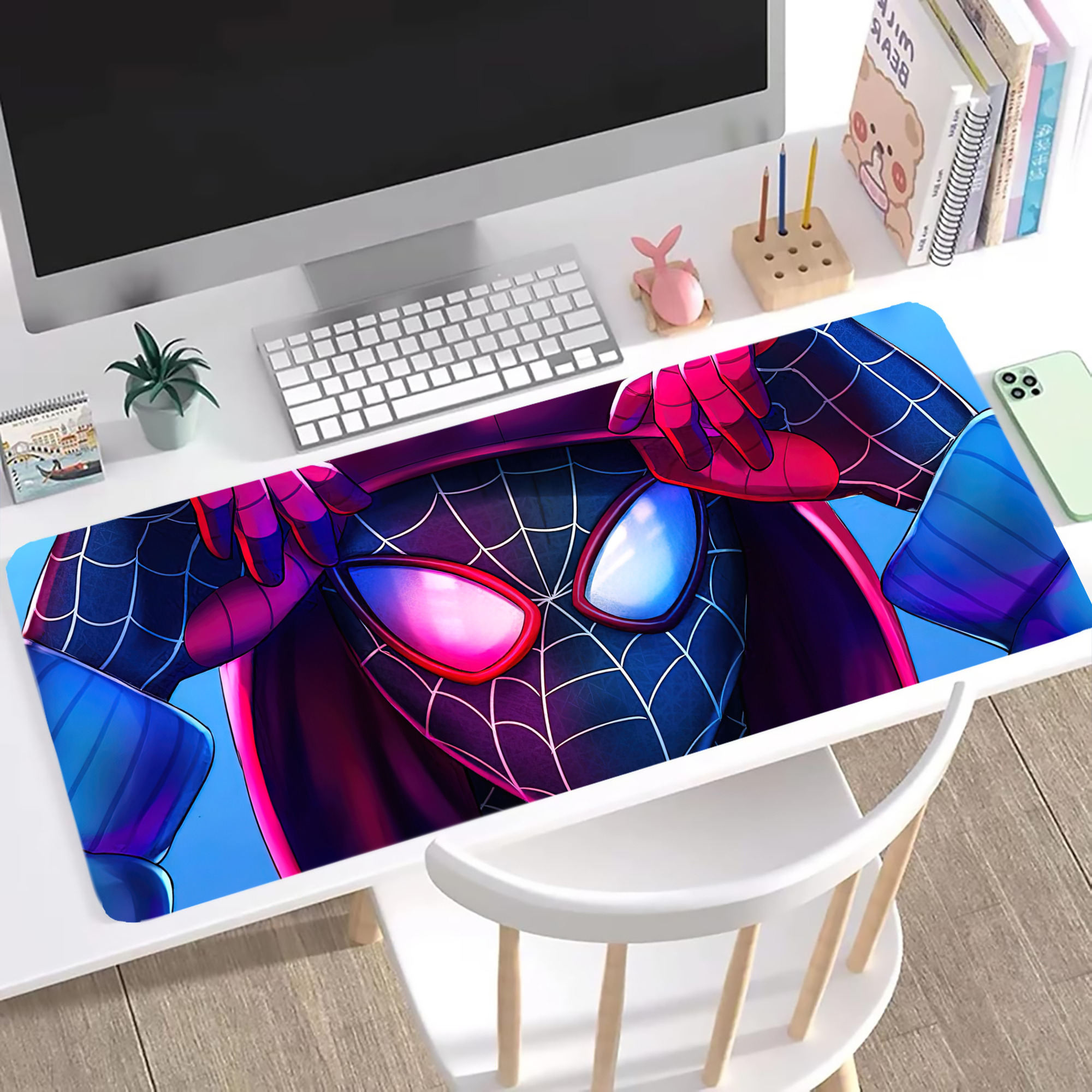 （画像用） Spider Man スパイダーマン ステッチ加工 大判デスクマット／滑り止めマウスパッド