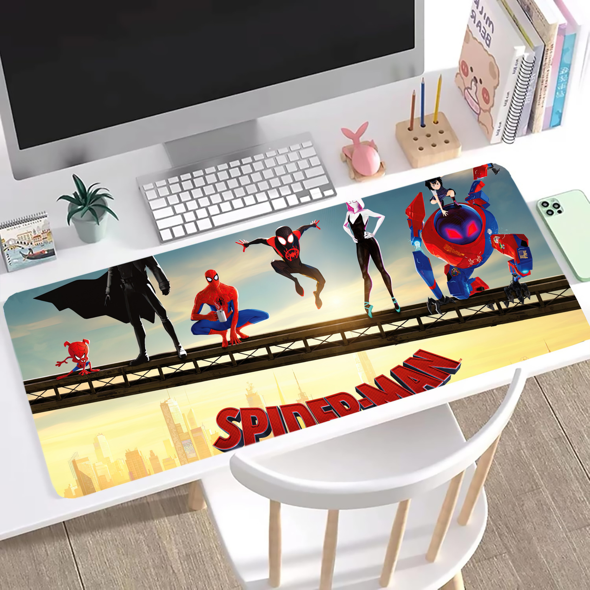 （画像用） Spider Man スパイダーマン ステッチ加工 大判デスクマット／滑り止めマウスパッド
