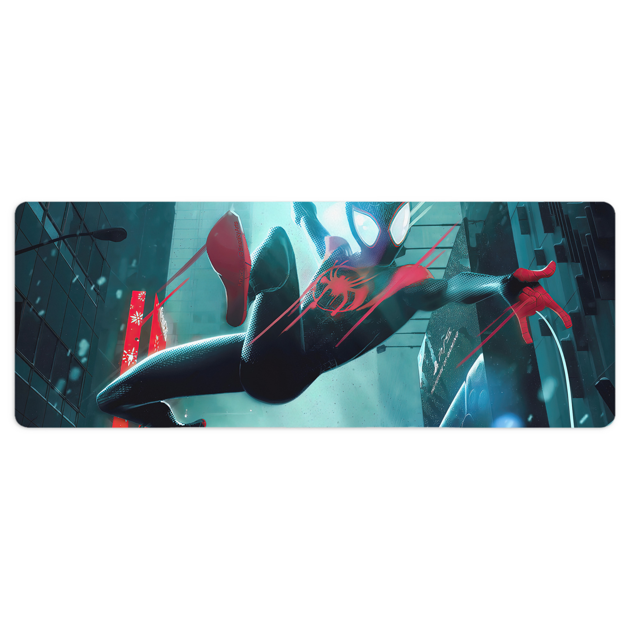 （画像用） Spider Man スパイダーマン ステッチ加工 大判デスクマット／滑り止めマウスパッド