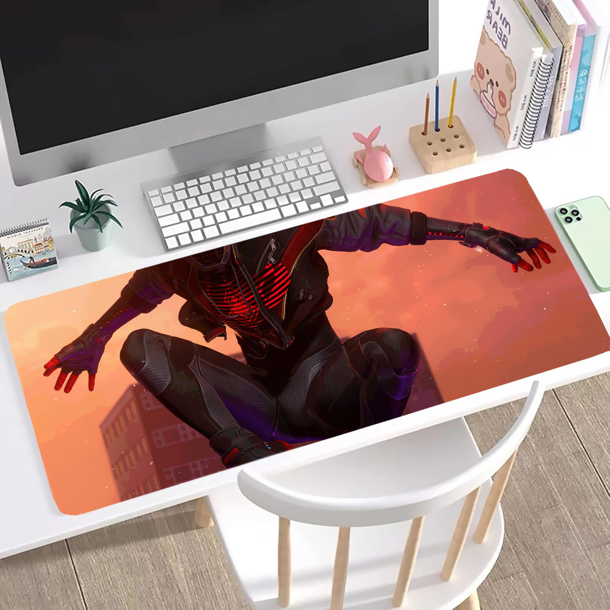 （画像用） Spider Man スパイダーマン ステッチ加工 大判デスクマット／滑り止めマウスパッド