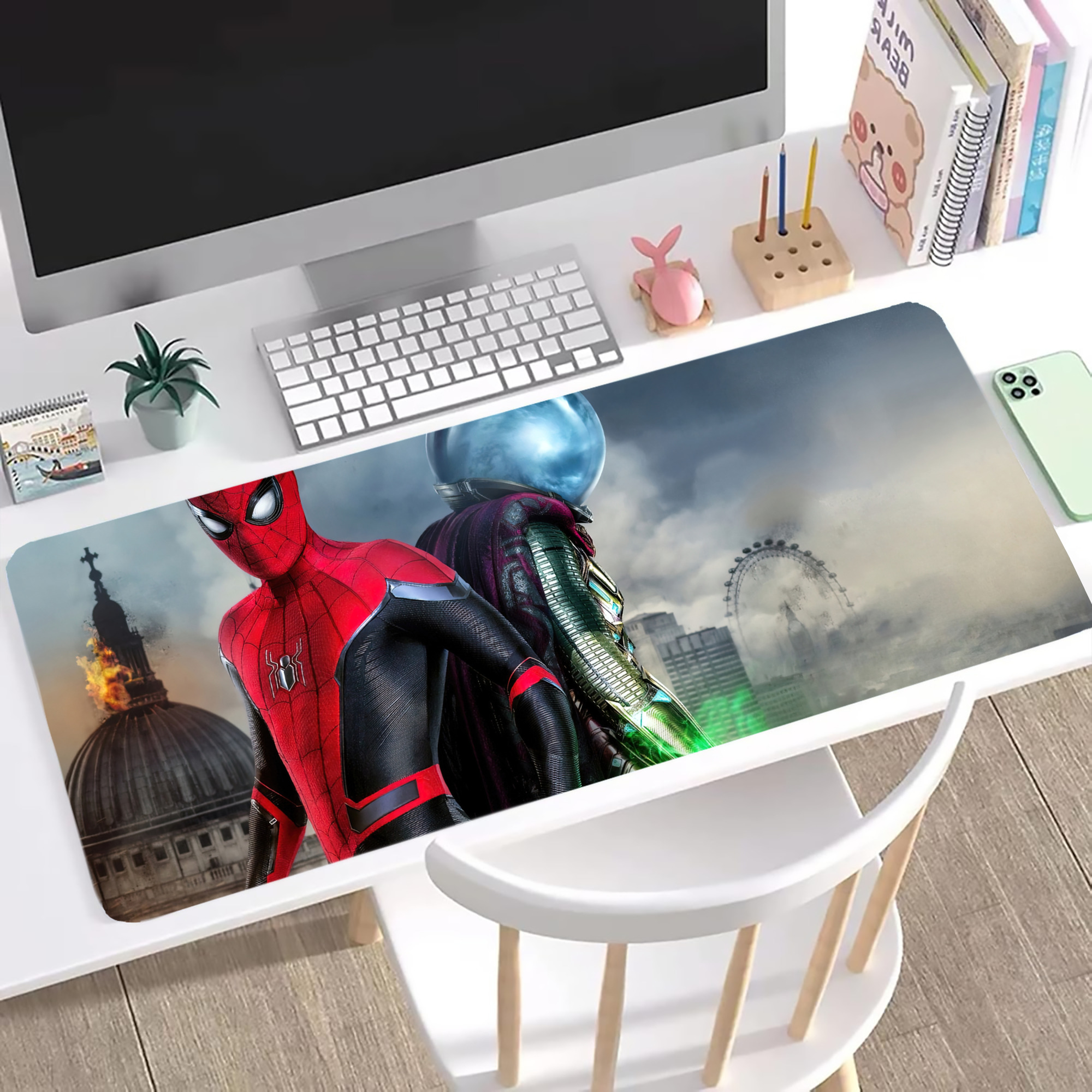 （画像用） Spider Man スパイダーマン ステッチ加工 大判デスクマット／滑り止めマウスパッド