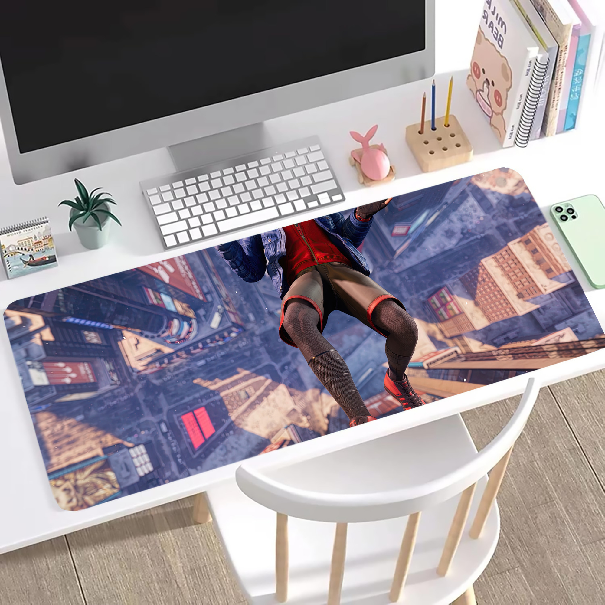 （画像用） Spider Man スパイダーマン ステッチ加工 大判デスクマット／滑り止めマウスパッド