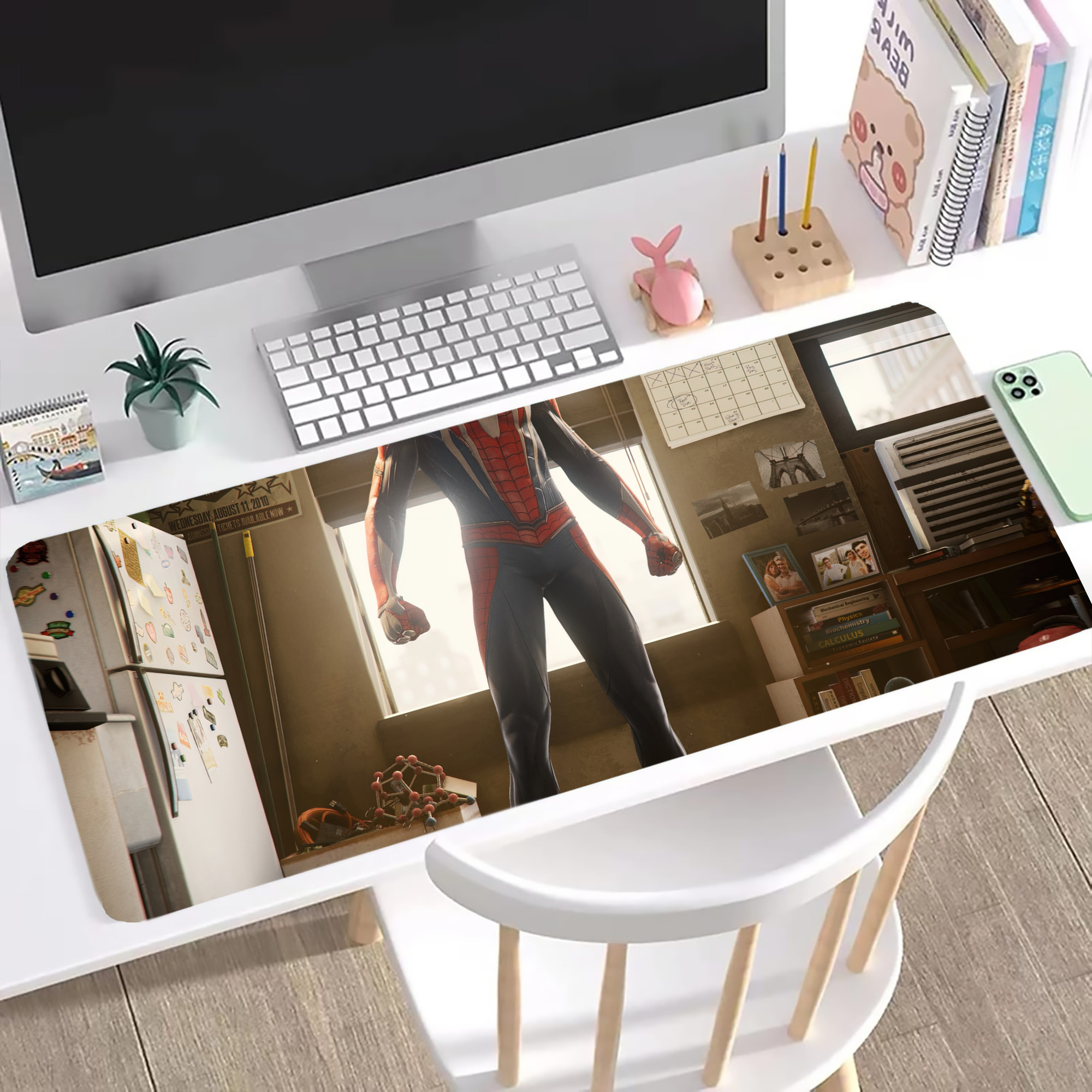 （画像用） Spider Man スパイダーマン ステッチ加工 大判デスクマット／滑り止めマウスパッド