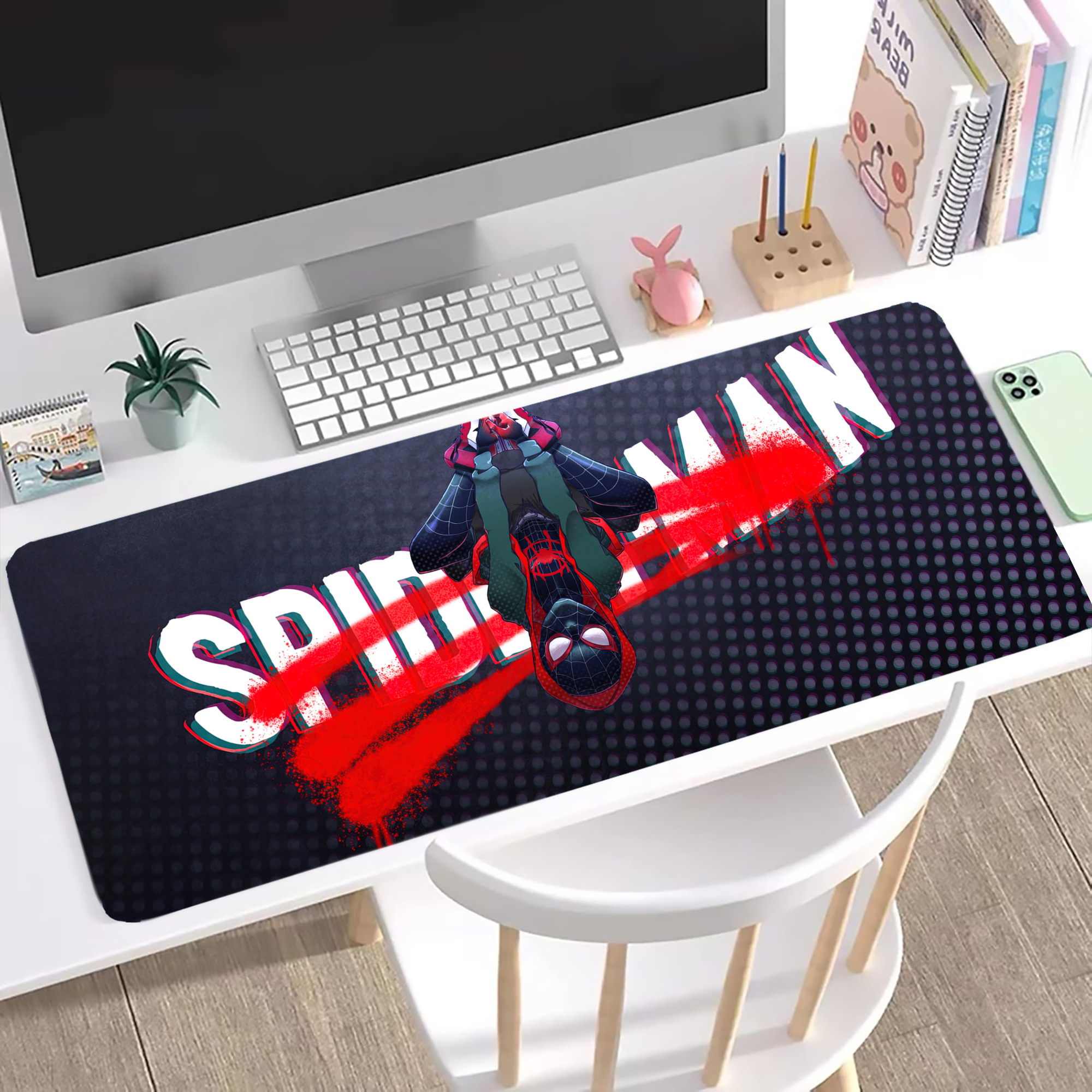 （画像用） Spider Man スパイダーマン ステッチ加工 大判デスクマット／滑り止めマウスパッド