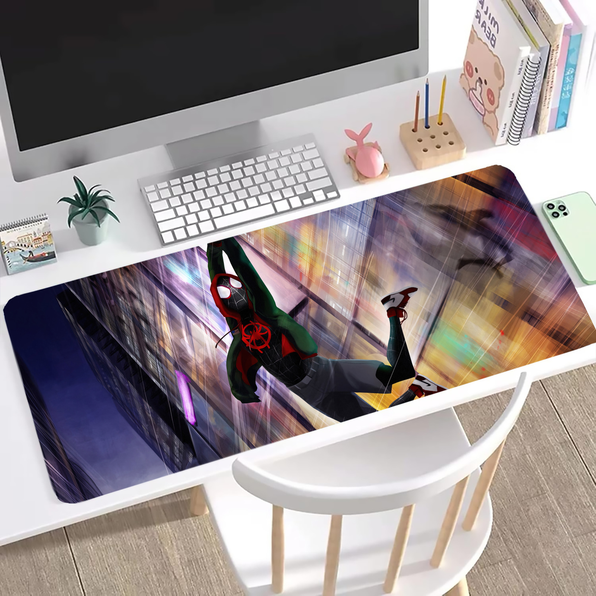 （画像用） Spider Man スパイダーマン ステッチ加工 大判デスクマット／滑り止めマウスパッド