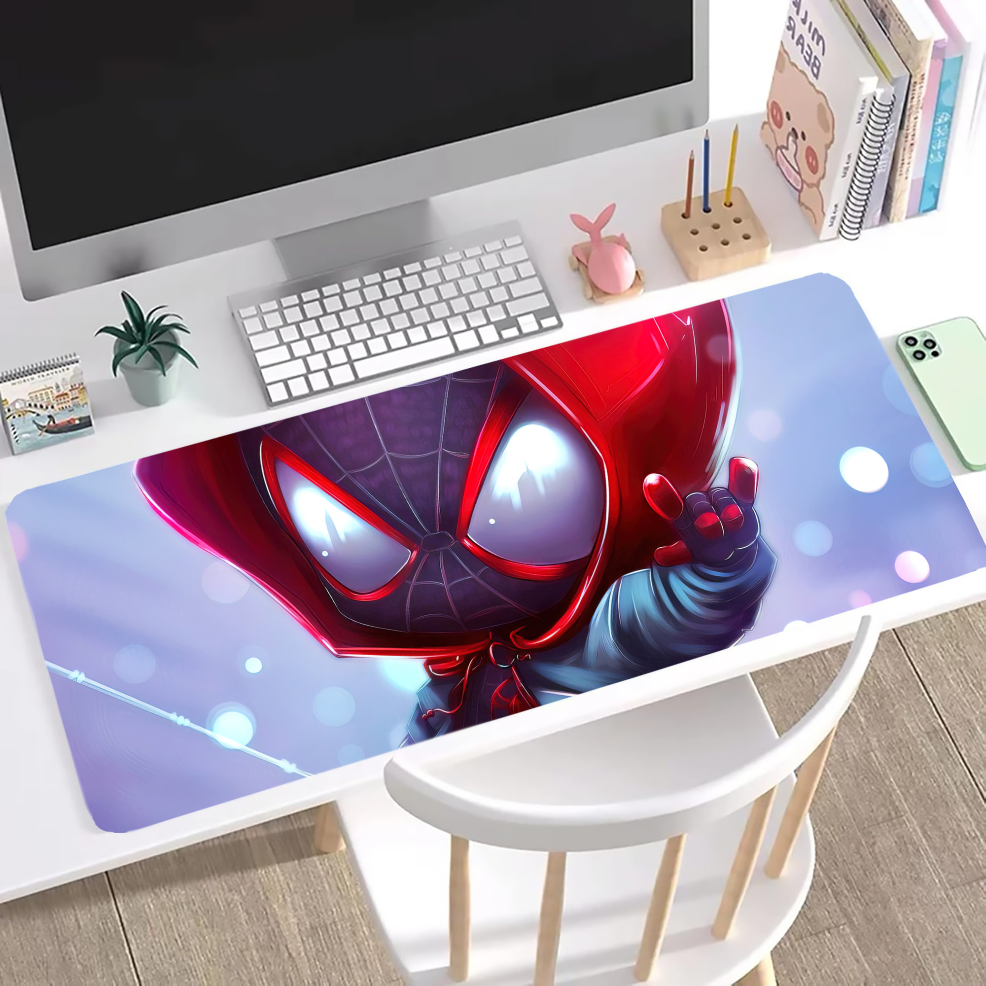 （画像用） Spider Man スパイダーマン ステッチ加工 大判デスクマット／滑り止めマウスパッド