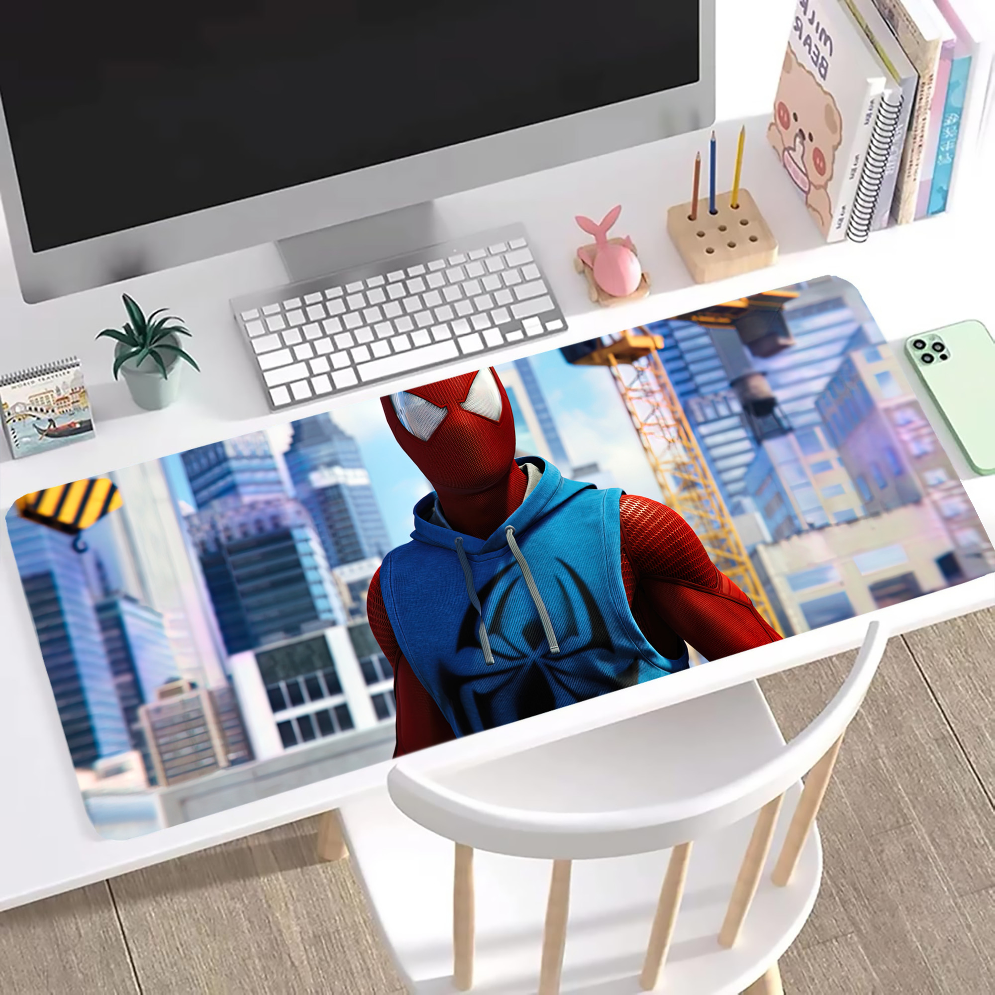 （画像用） Spider Man スパイダーマン ステッチ加工 大判デスクマット／滑り止めマウスパッド