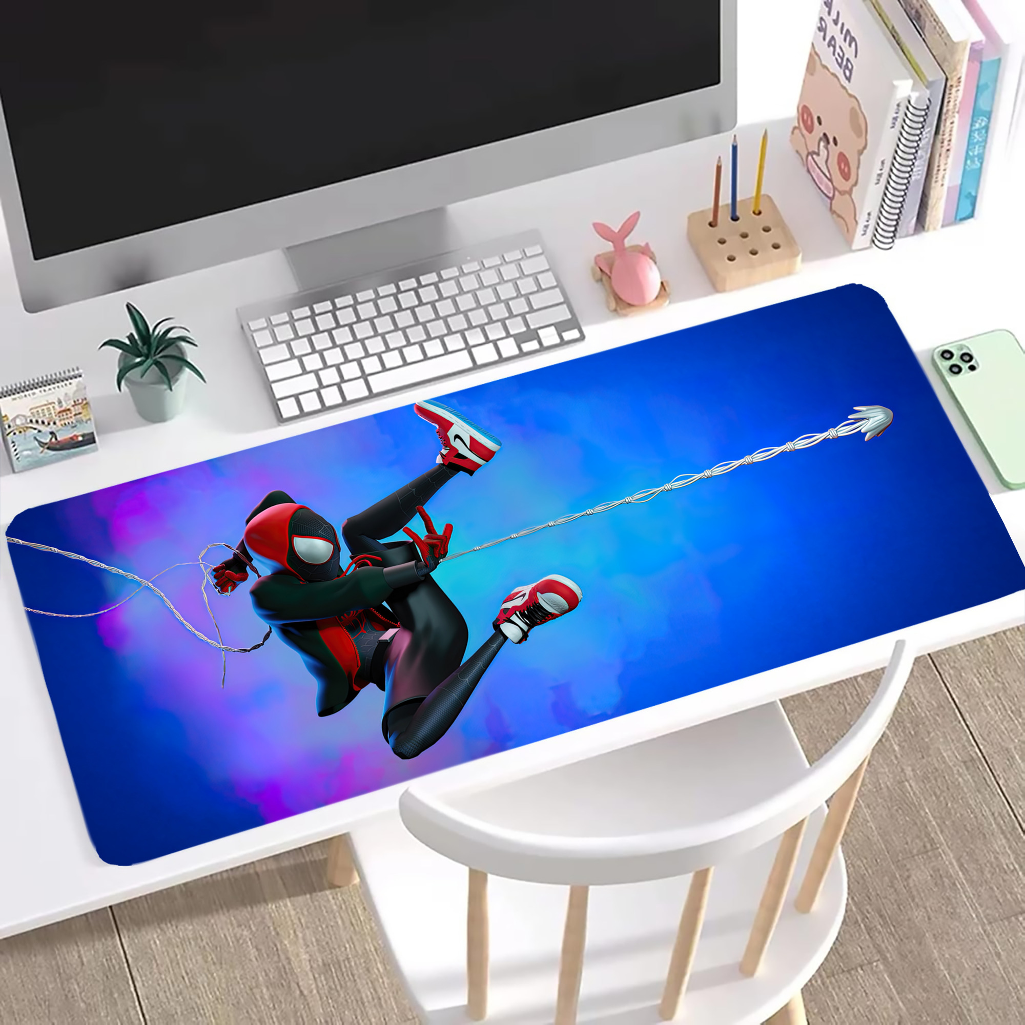 （画像用） Spider Man スパイダーマン ステッチ加工 大判デスクマット／滑り止めマウスパッド
