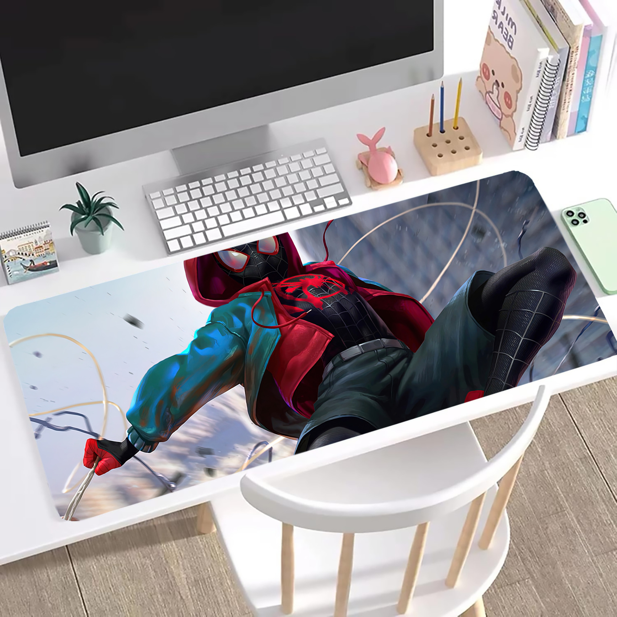（画像用） Spider Man スパイダーマン ステッチ加工 大判デスクマット／滑り止めマウスパッド