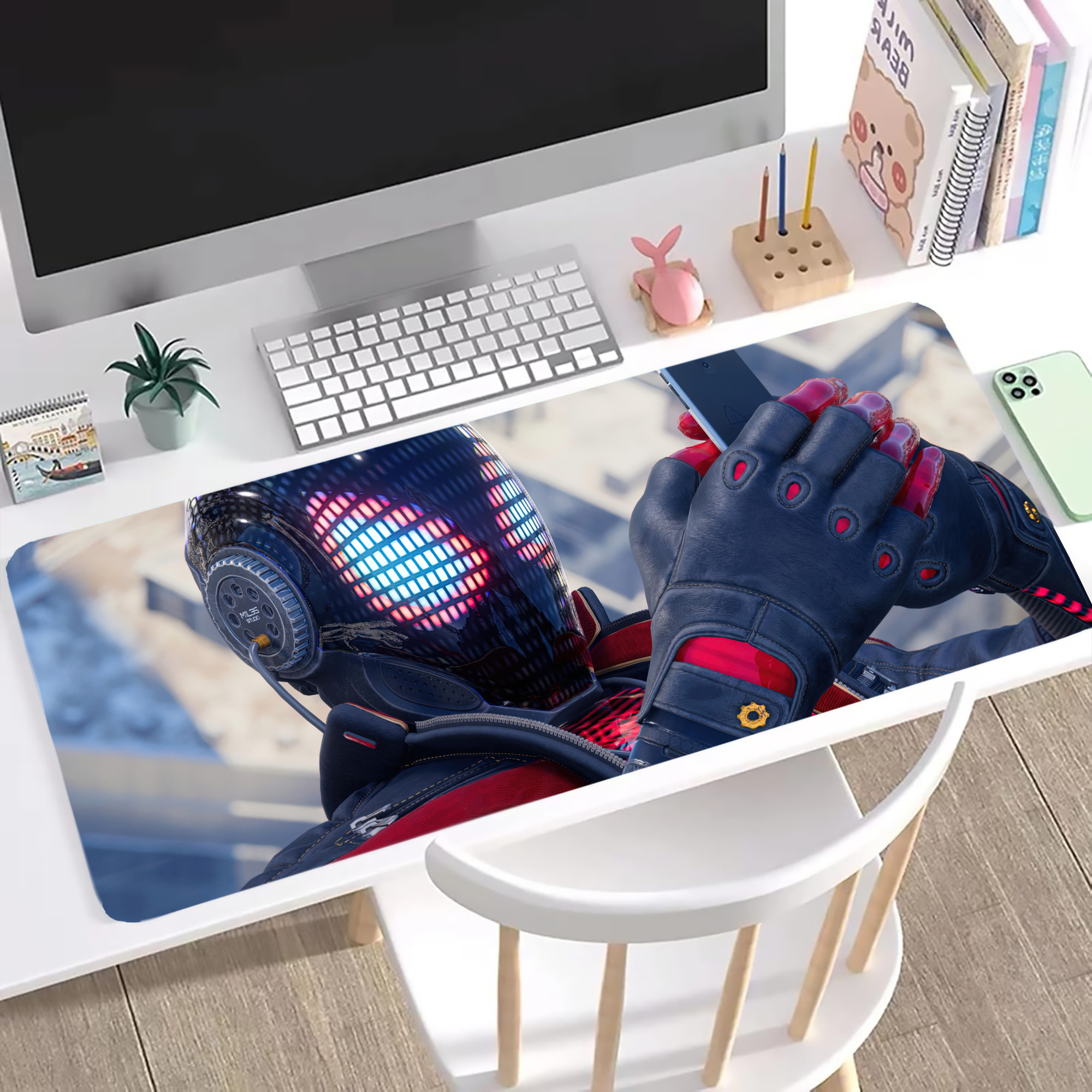 （画像用） Spider Man スパイダーマン ステッチ加工 大判デスクマット／滑り止めマウスパッド